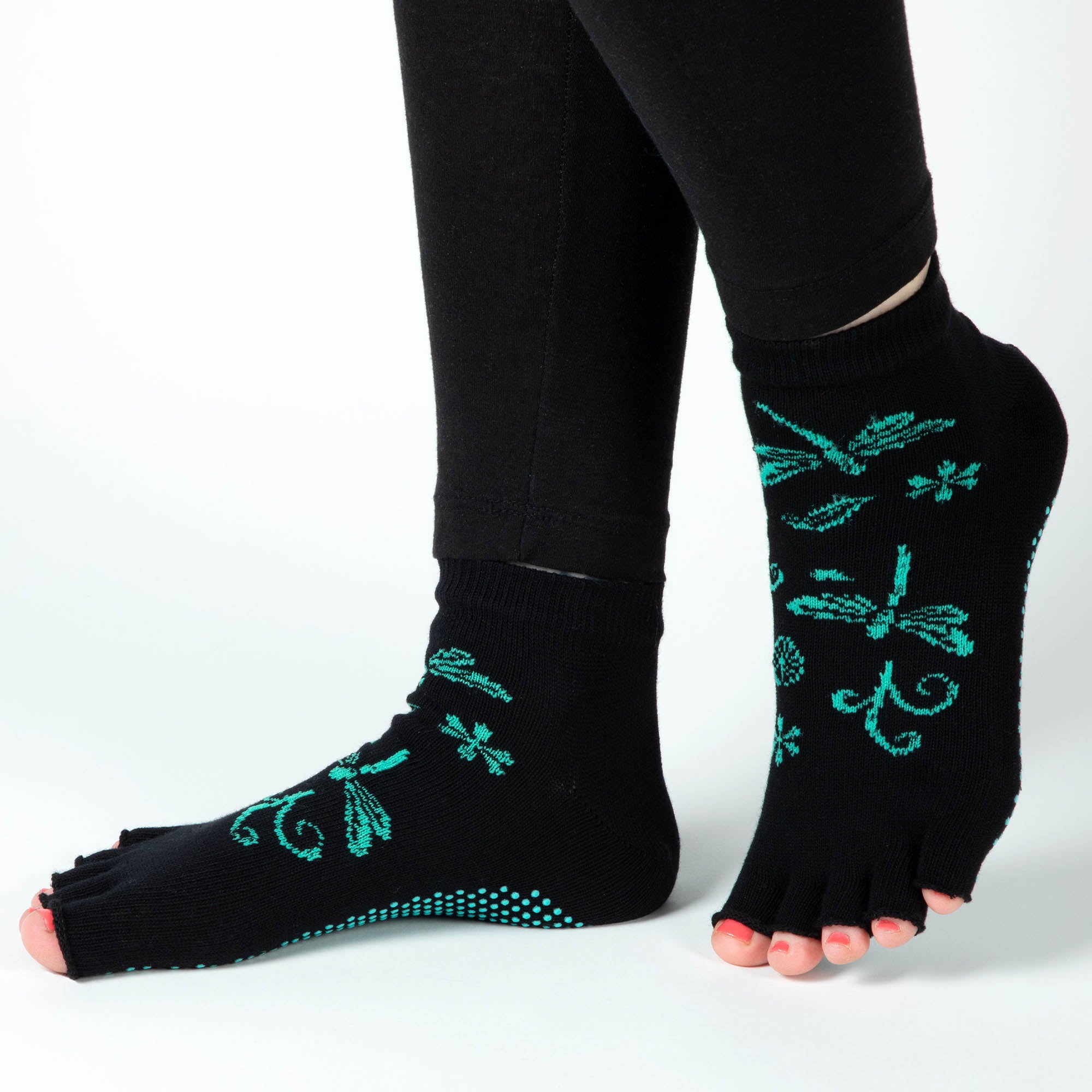 Women's Yoga Grip Toe Socks - Dragonfly
