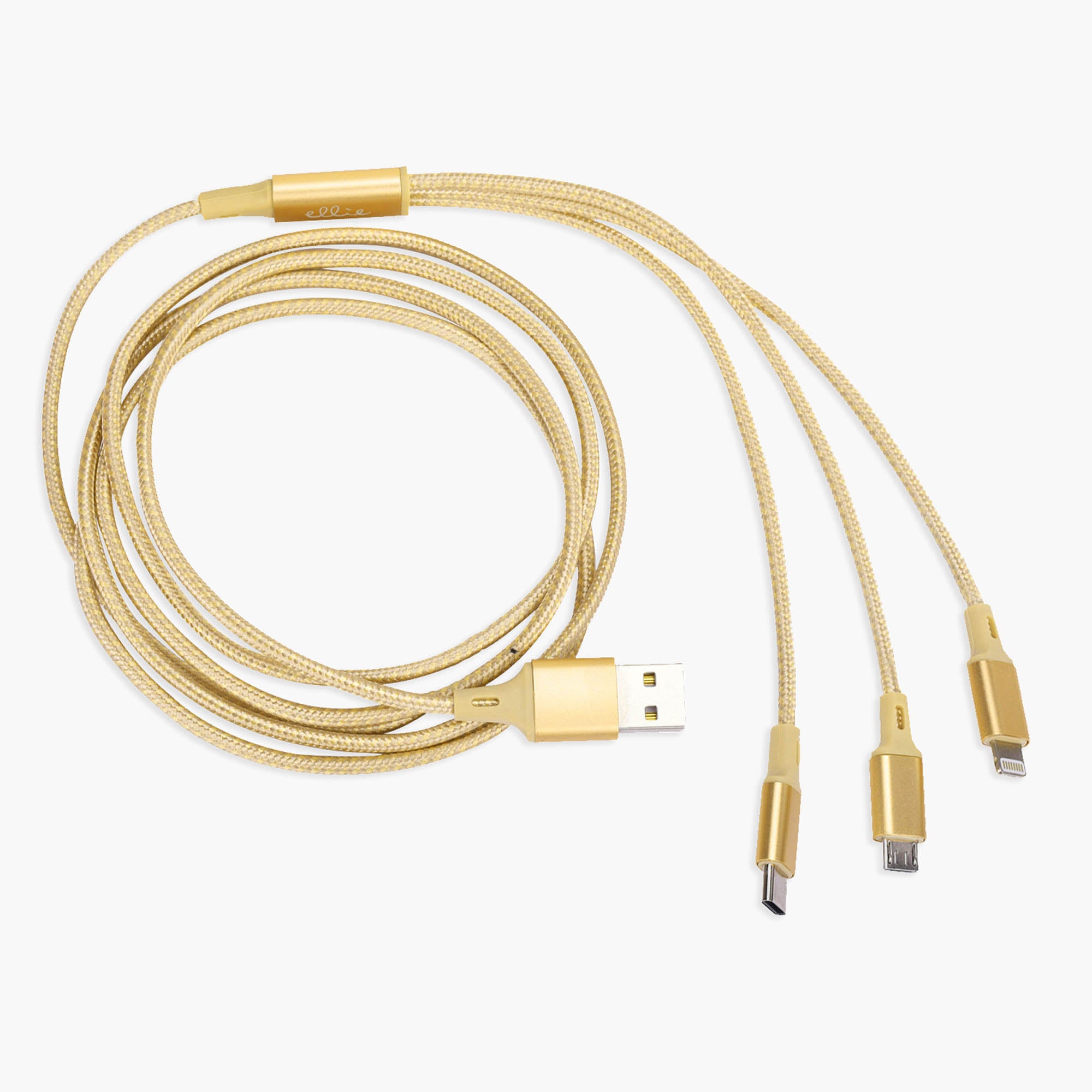 Ellielosangeles Gold Nylon Charging Cable