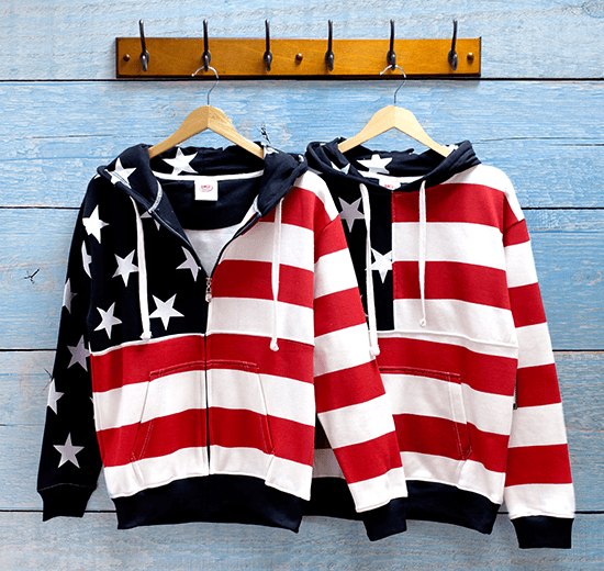 American Flag Hooded Sweatshirt , Women's Patriotic Hoodie - Pullover - XXL