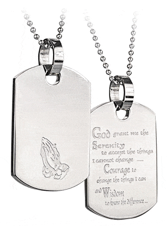 serenity prayer dog tag necklace