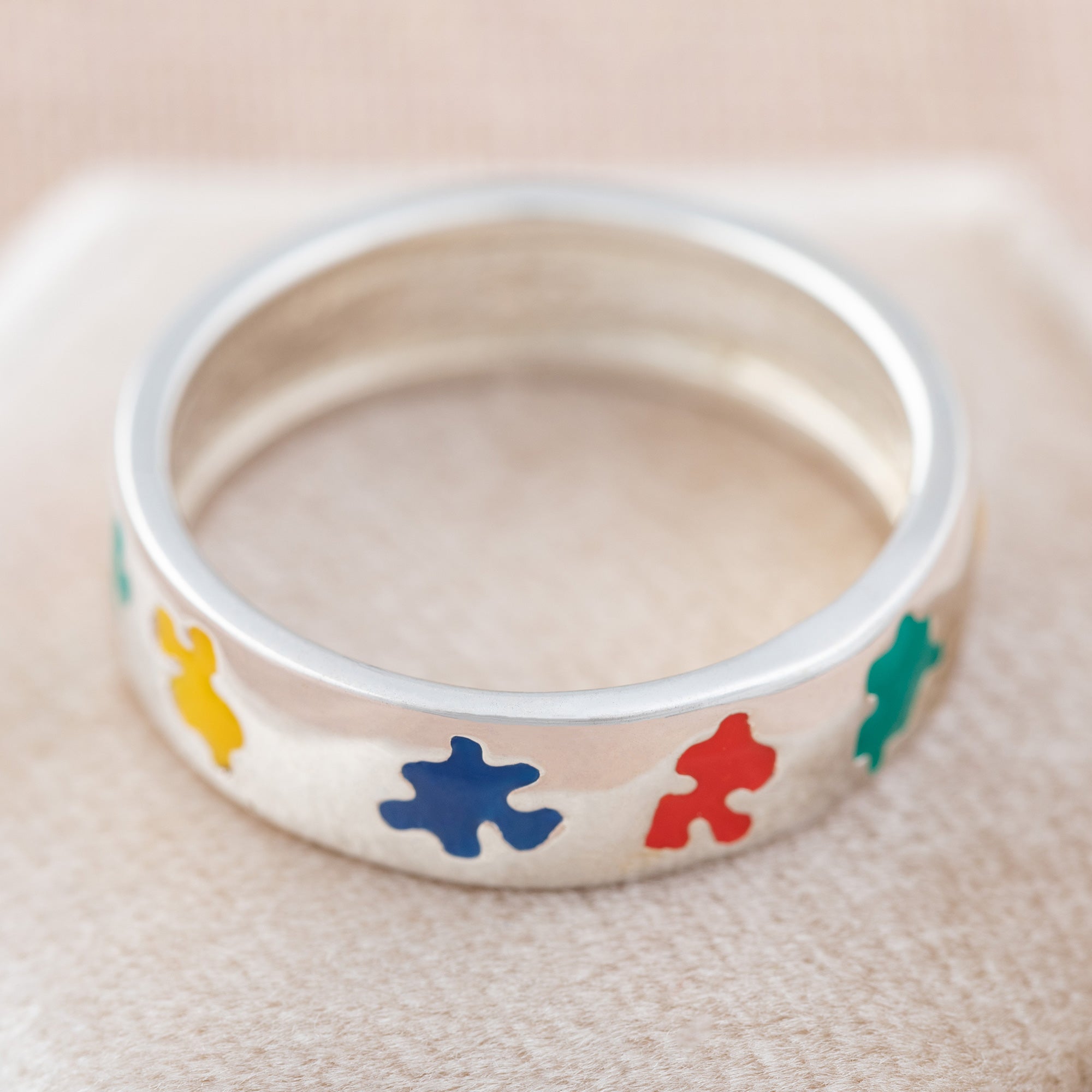 Puzzle Piece Autism Awareness Sterling Ring - 10