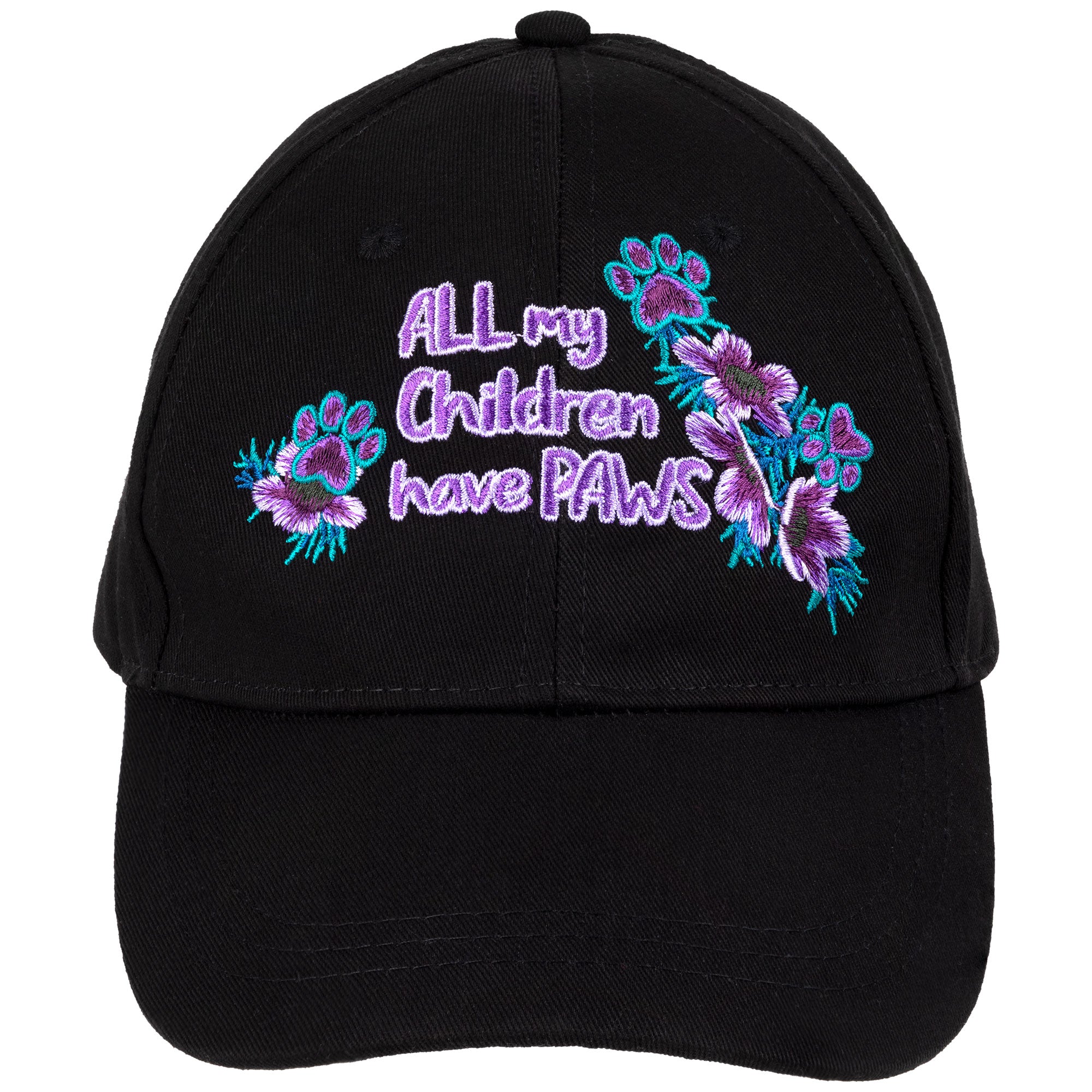 All My Children Have Paws Embroidered Baseball Hat - Floral