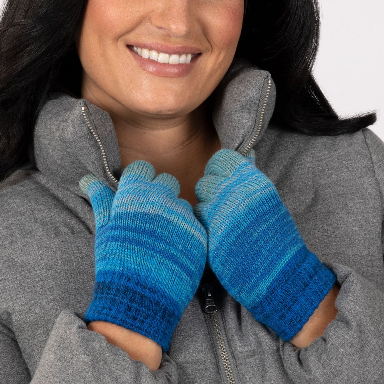 Rainbow Delight Touch Screen Mittens - Blue