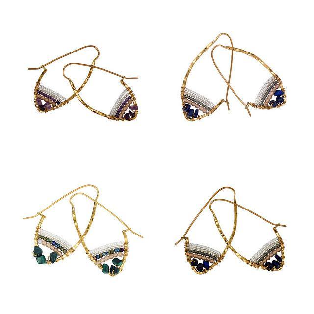 Stone Hoop Earth Collection Earrings - Malachite