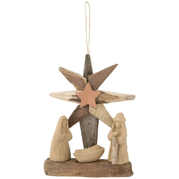 Recycled Driftwood Wooden Nativity Christmas Ornament | The Animal ...