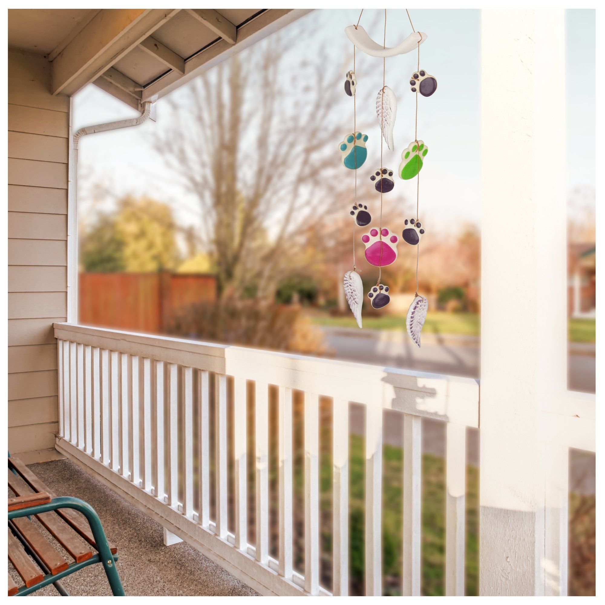 Paws Of Love Ceramic Wind Chime - Angel Wings