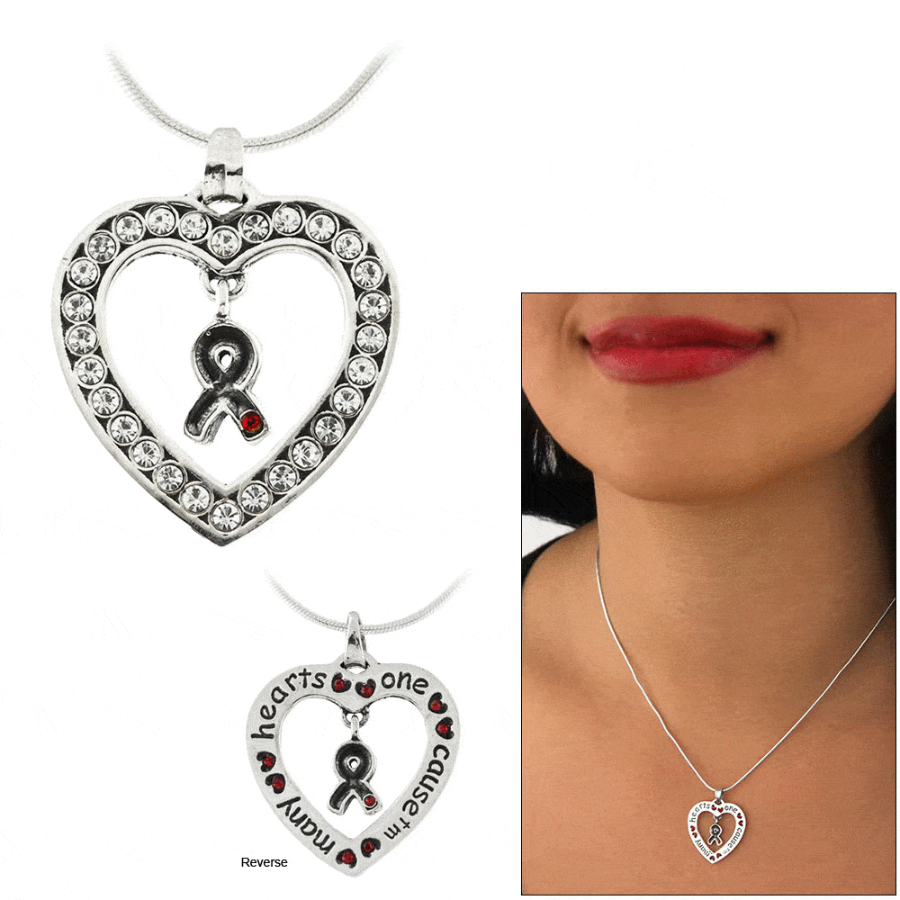 Many Hearts One Cause Diabetes Awareness Sterling Necklace - With Snake Chain