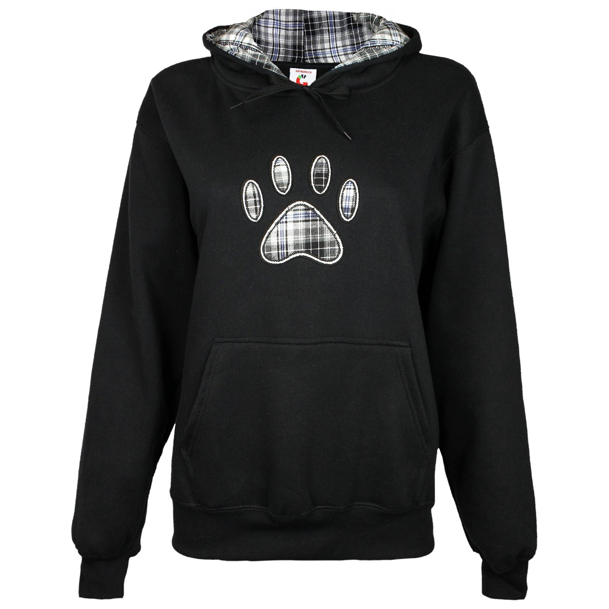 Plaid Paw Hooded Sweatshirt - Black - 3X