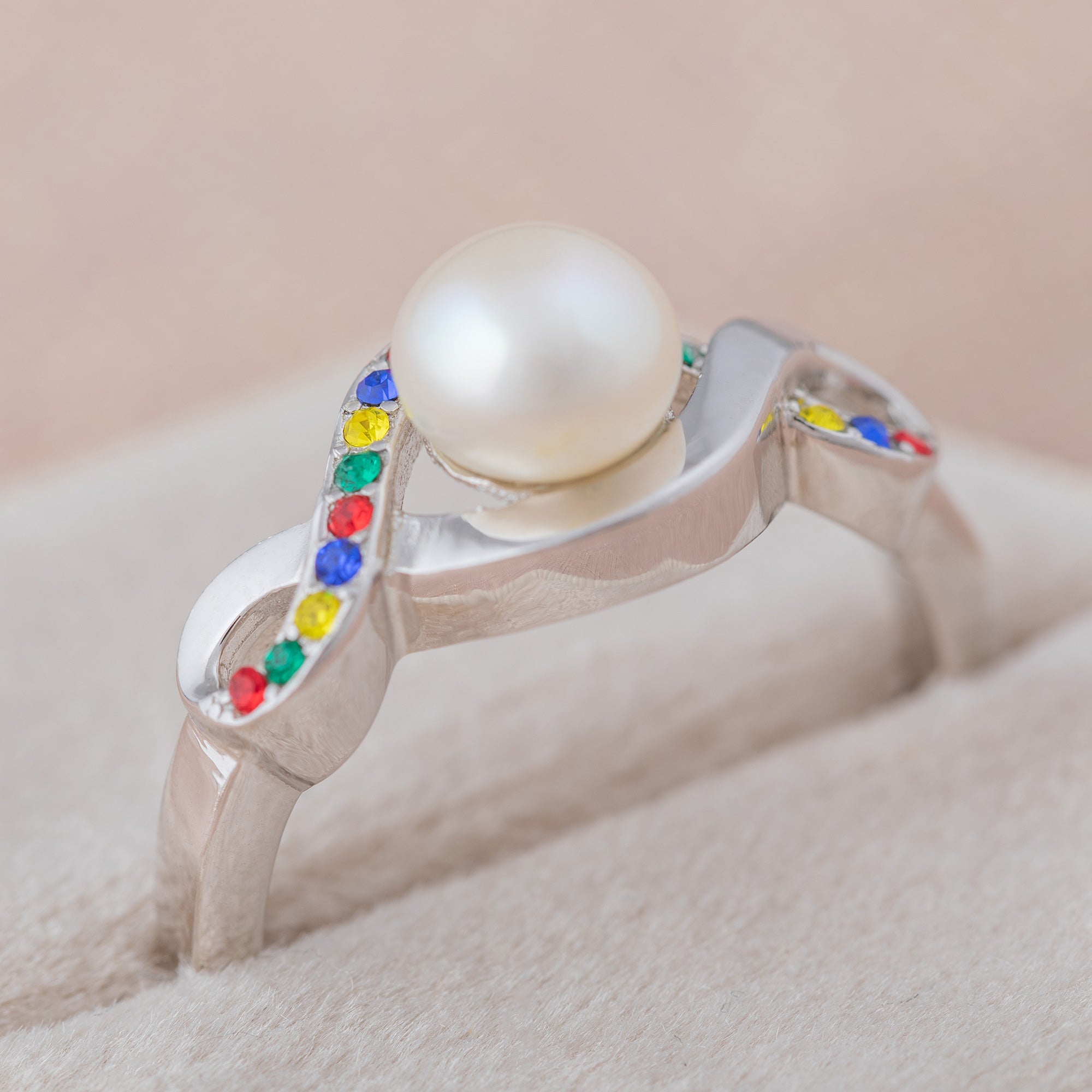 Infinite Hope™ Sterling & Pearl Autism Awareness Ring - 8