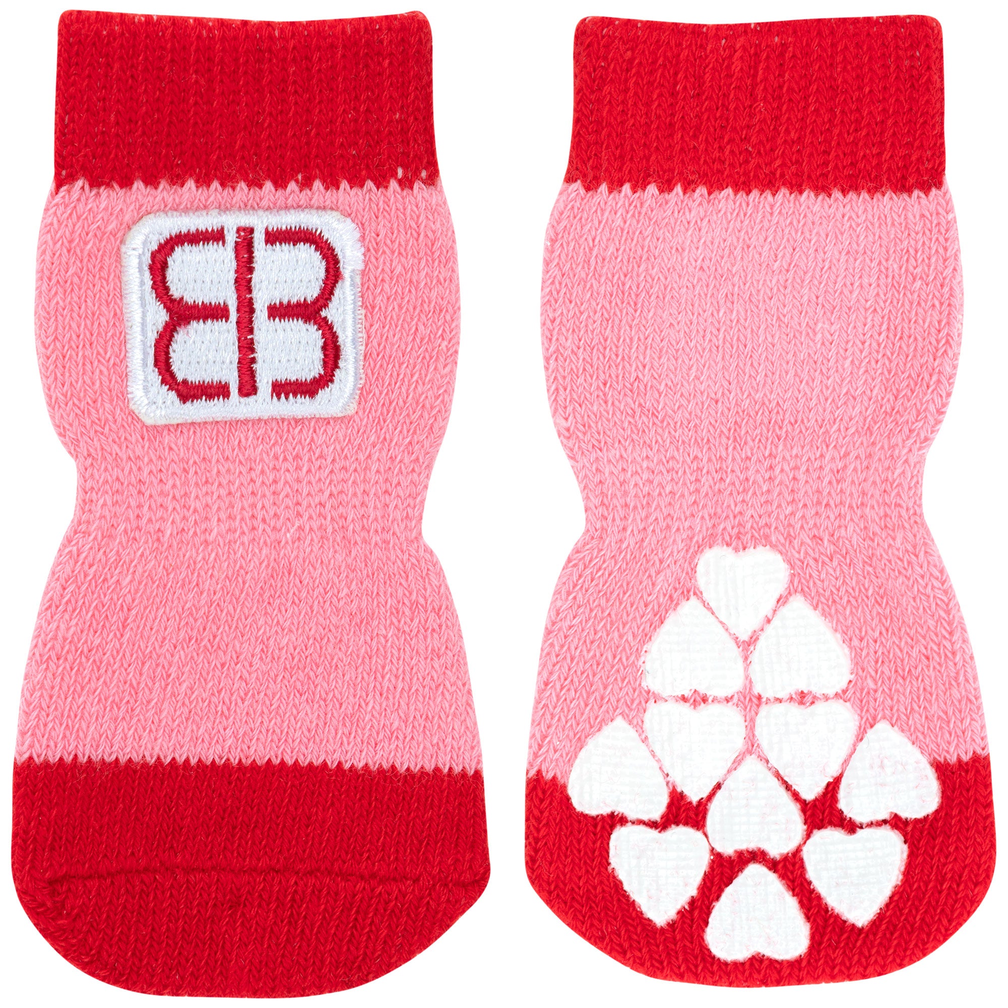 Traction Control Socks For Dogs - Red/Pink - M