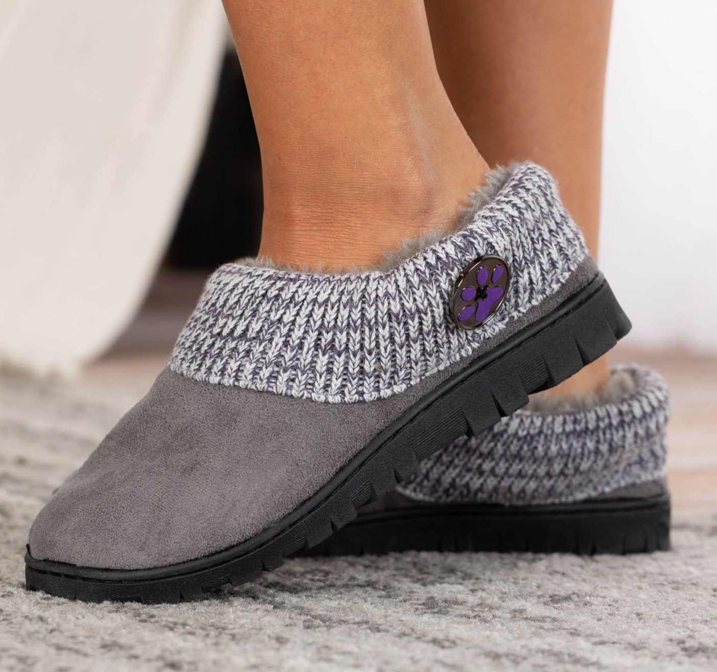 Purple Paw Women's Comfy Clog Slippers - Gray - 8