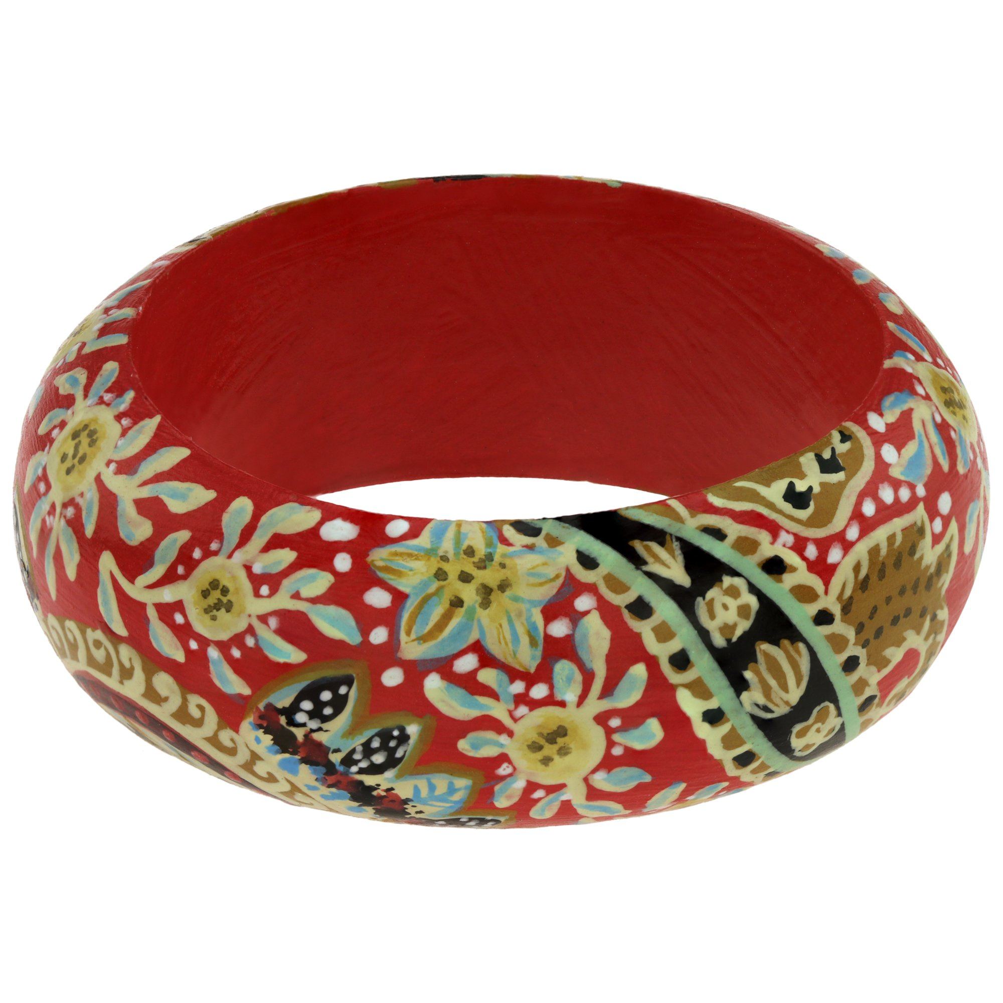 Painted Paisley Bangle - Red