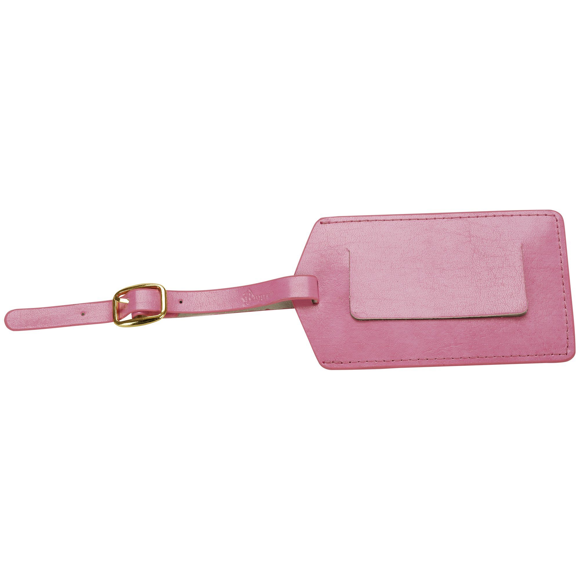 pink leather luggage tag