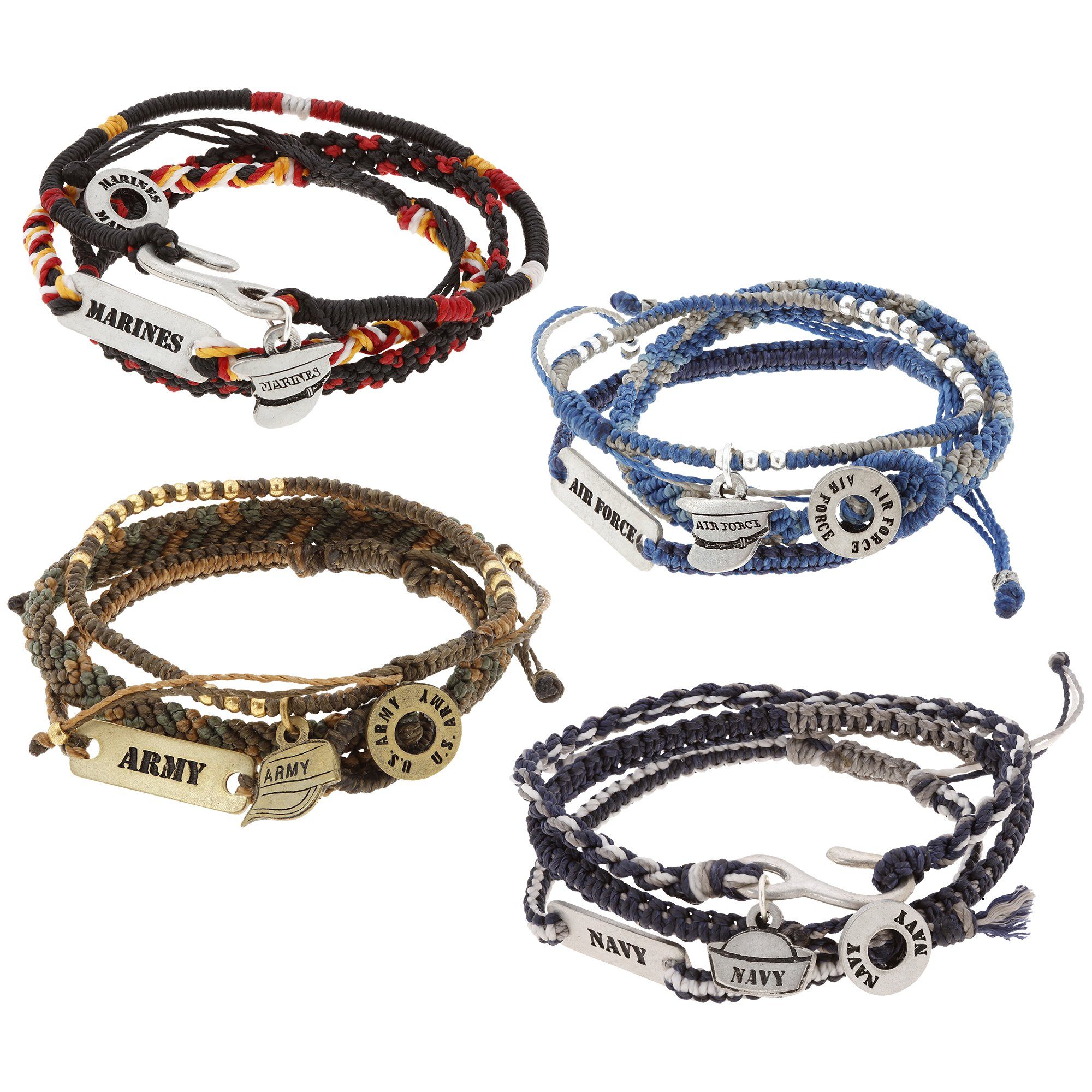 Military Hat Woven Bracelet Trio - Air Force
