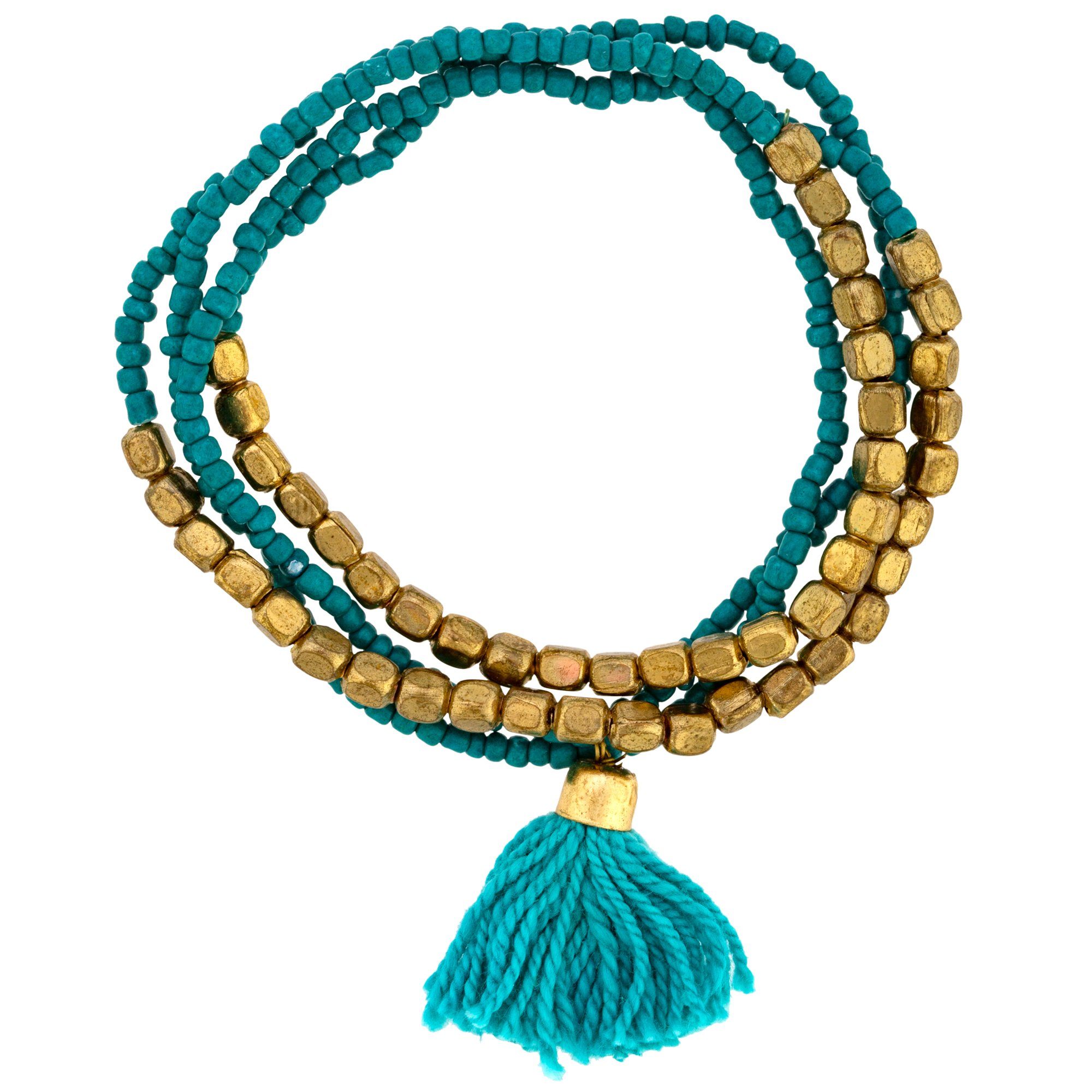 Beaded Indian Tassel Jewelry - Teal