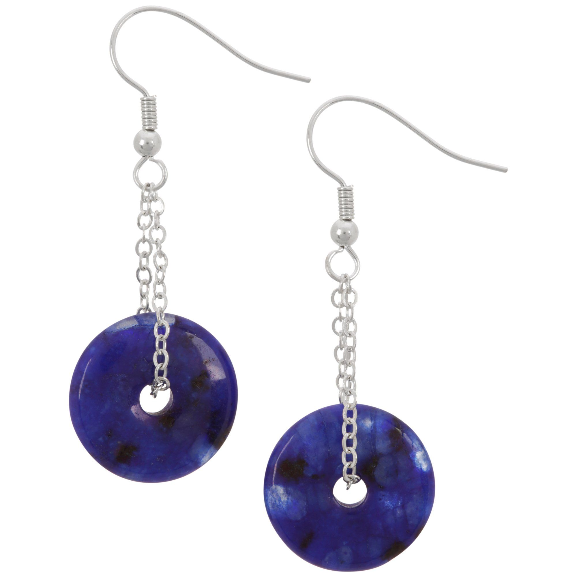 Perfect Circle Agate Earrings - Dark Blue