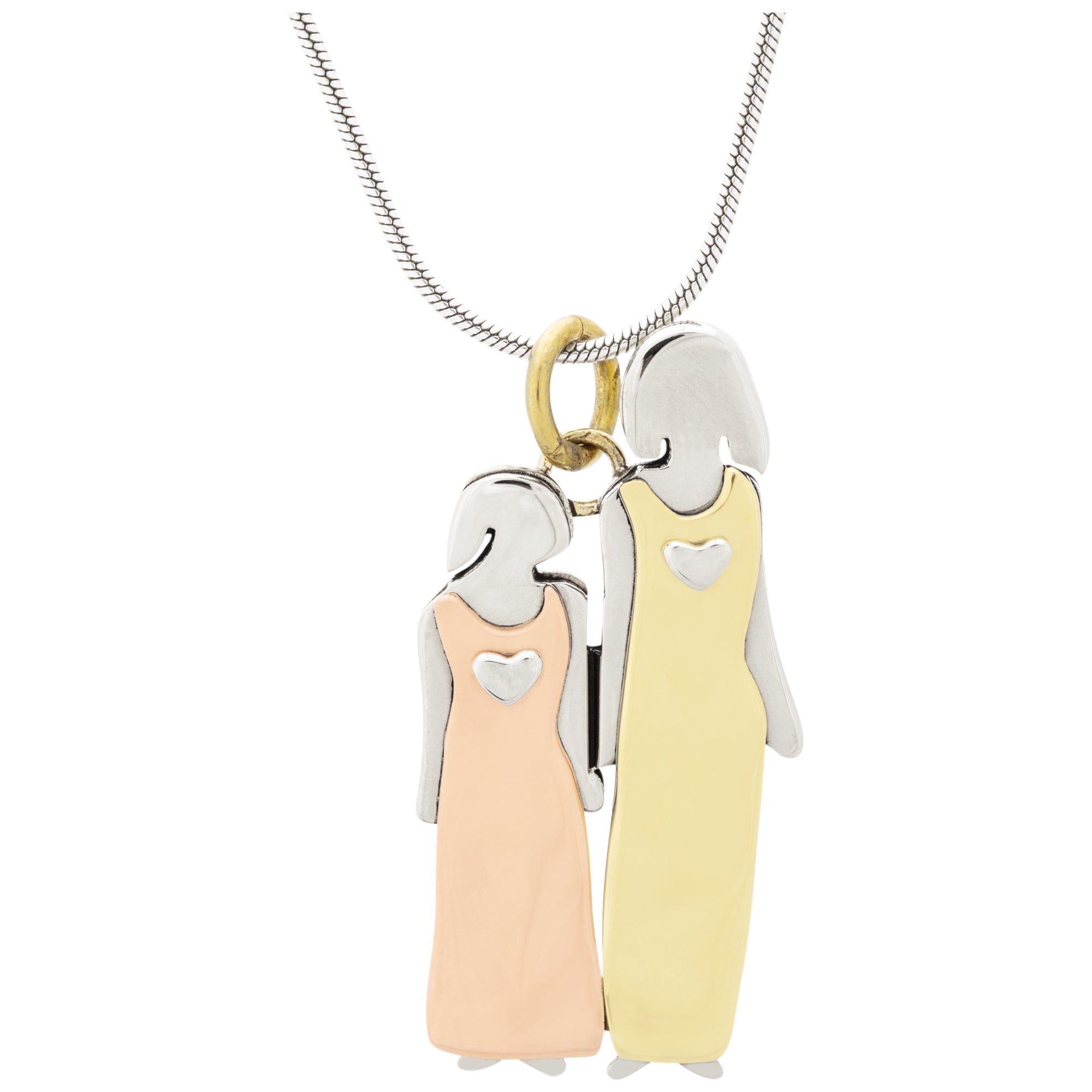 Mother & Daughter Mixed Metals Necklace - With Rhodium Chain