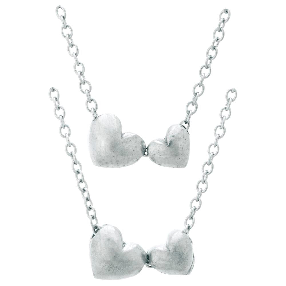 Mom & Daughter Necklace Set - Double Hearts