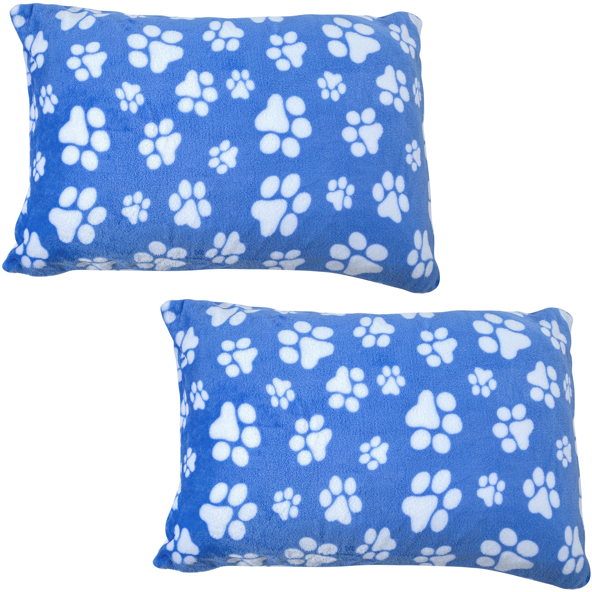 Super Cozy™ Paw Print Fleece Blanket & Pillowcase Set - Paws Galore - Blue - Pillow Cases