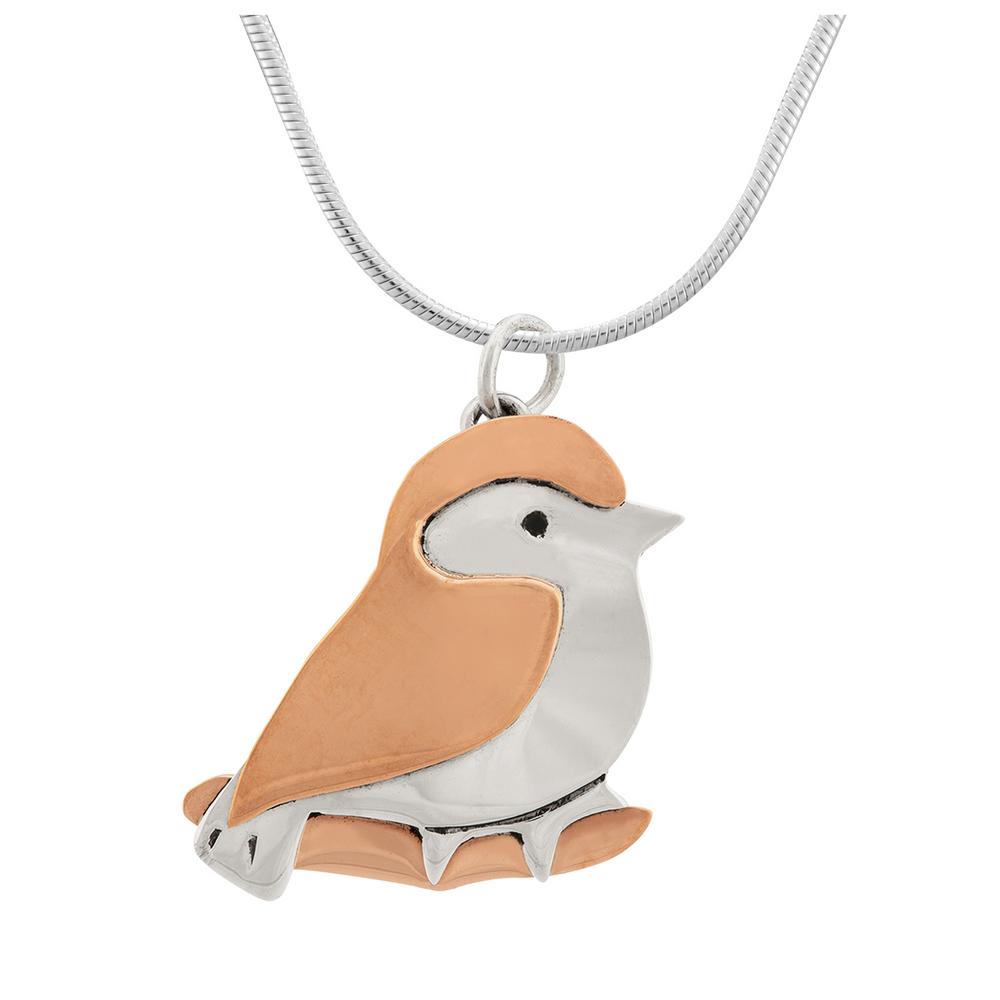 Love Bird Sterling Silver Necklace - With Snake Chain