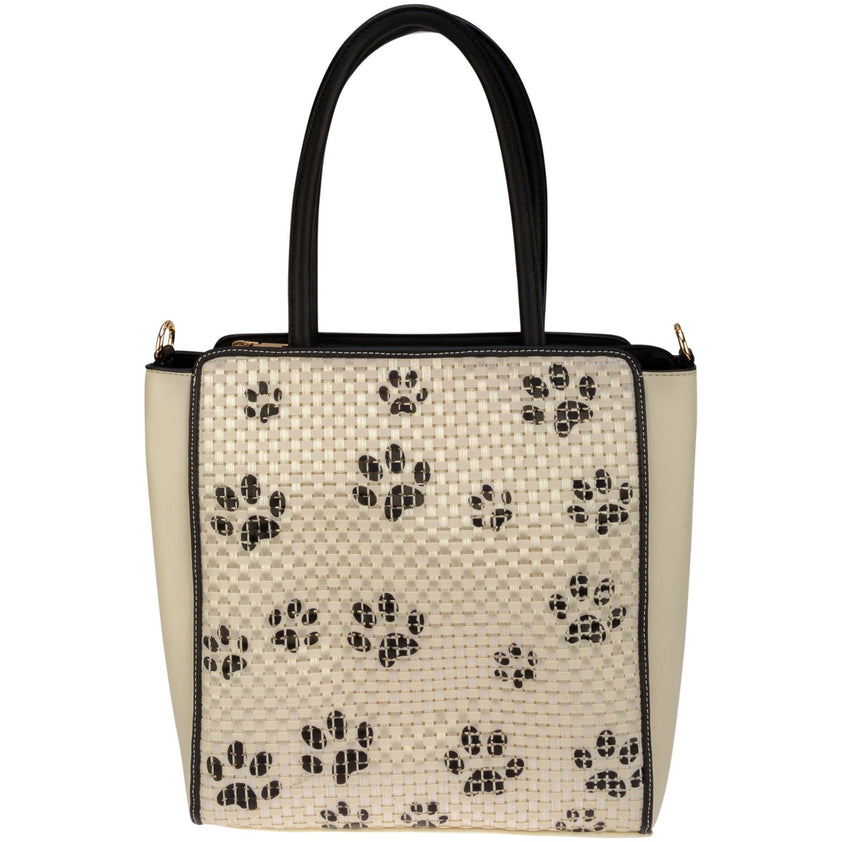Woven Paw Print Crossbody Tote | The Animal Rescue Site