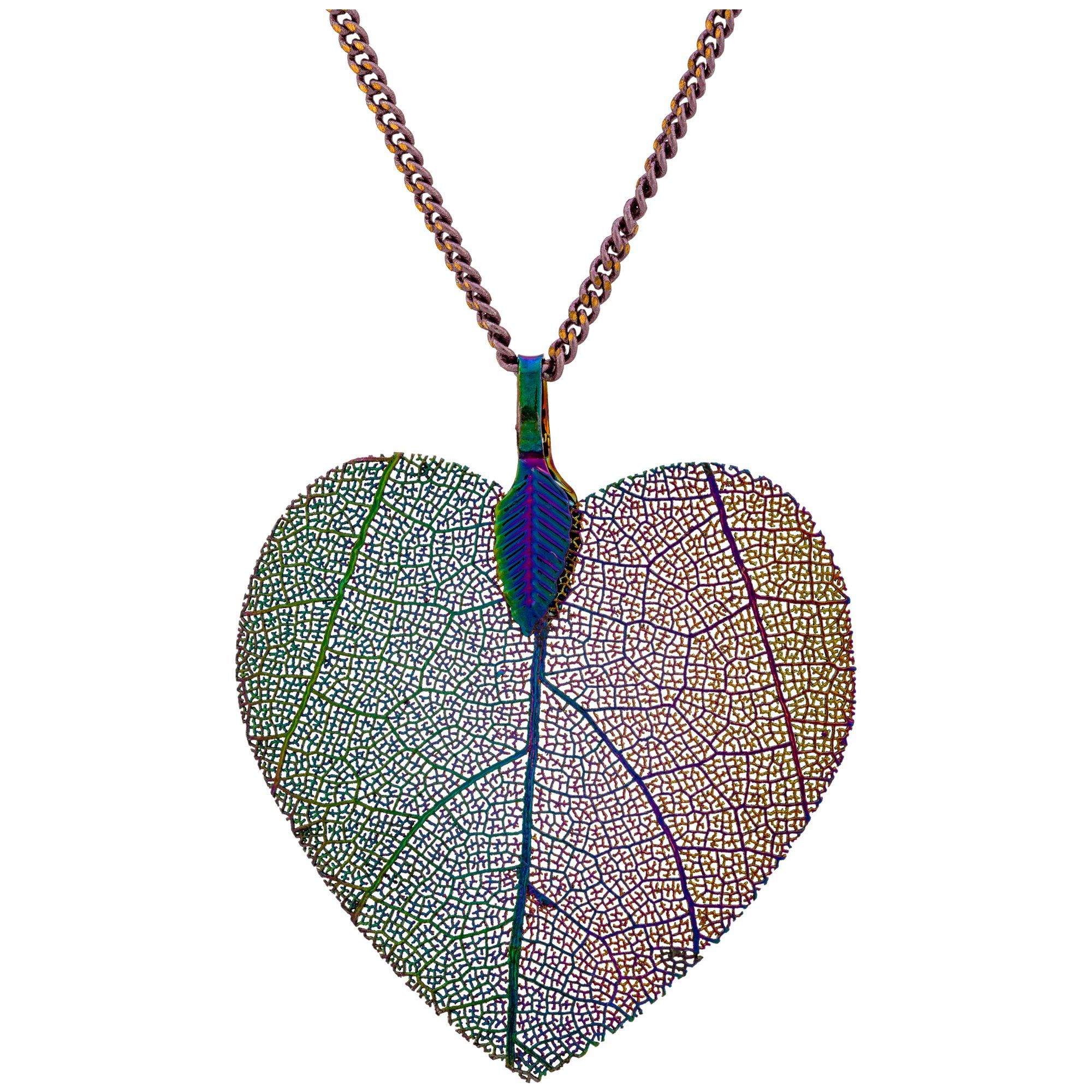 Lustrous Leaf Heart Necklace - Rainbow