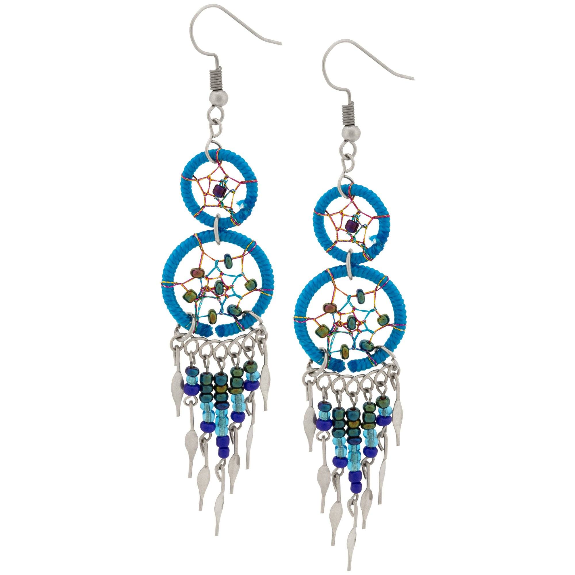 Double Dreamcatcher Dazzling Earrings - Purple