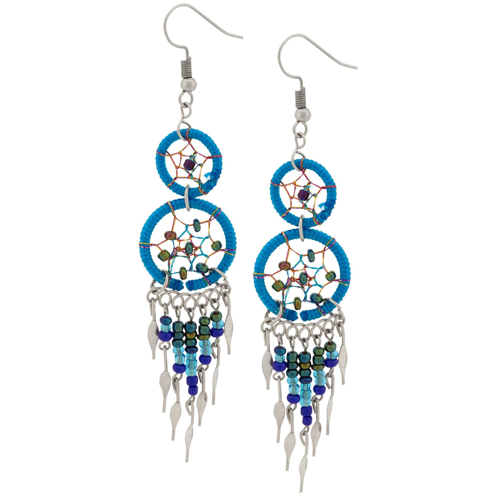 Double Dreamcatcher Dazzling Earrings - Turquoise