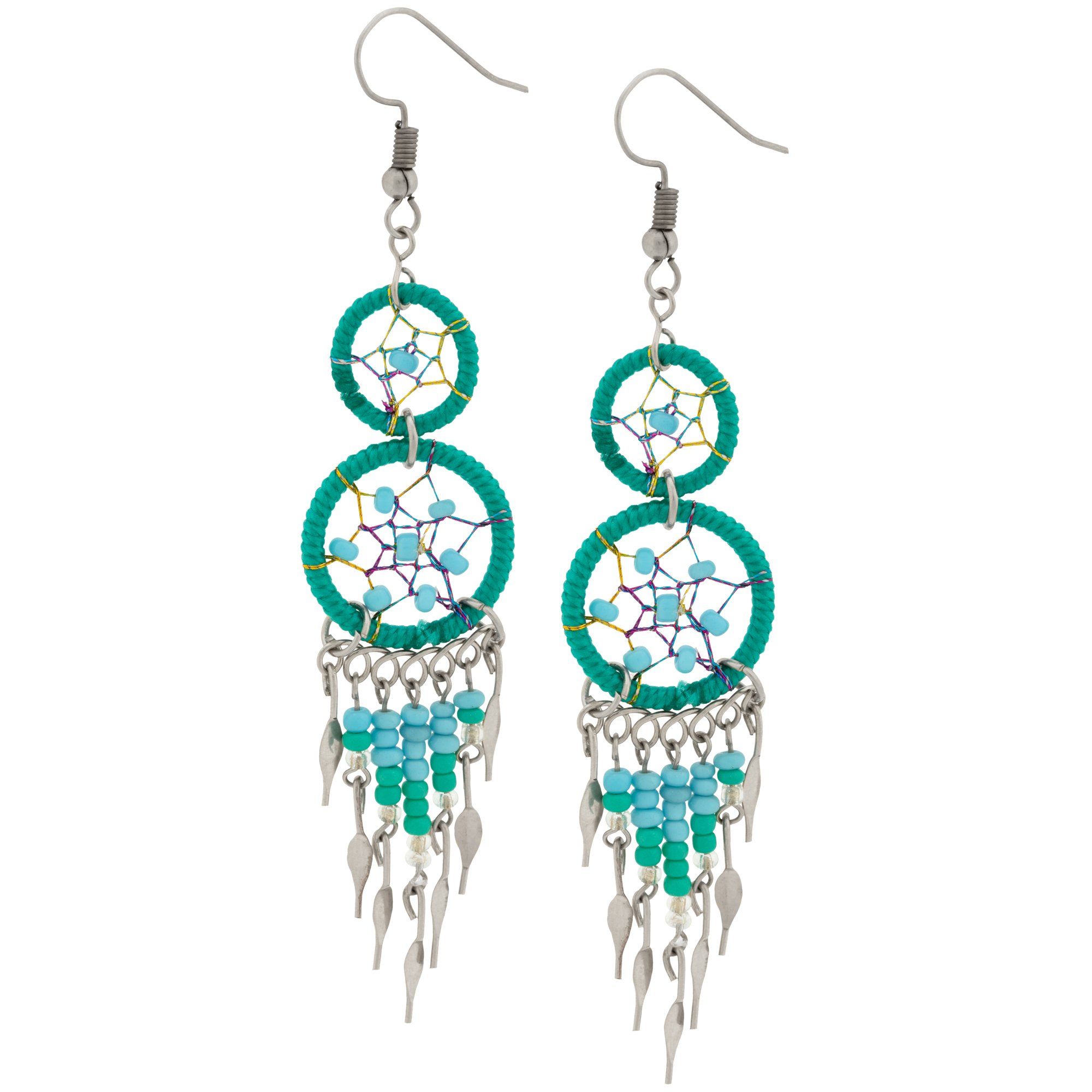 Double Dreamcatcher Dazzling Earrings - Turquoise