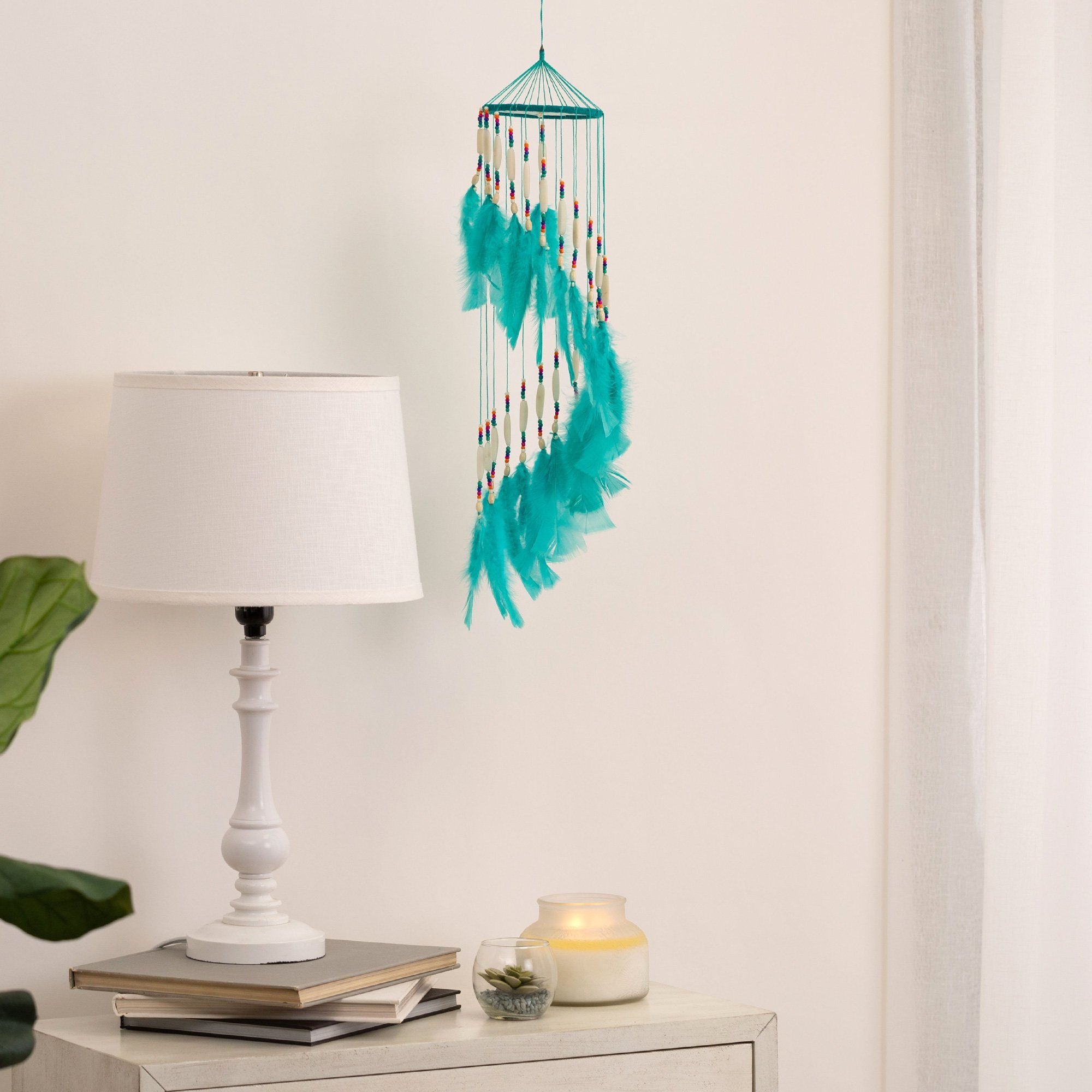 Handmade Threaded Dreamcatcher Wind Chime - Turquoise - S