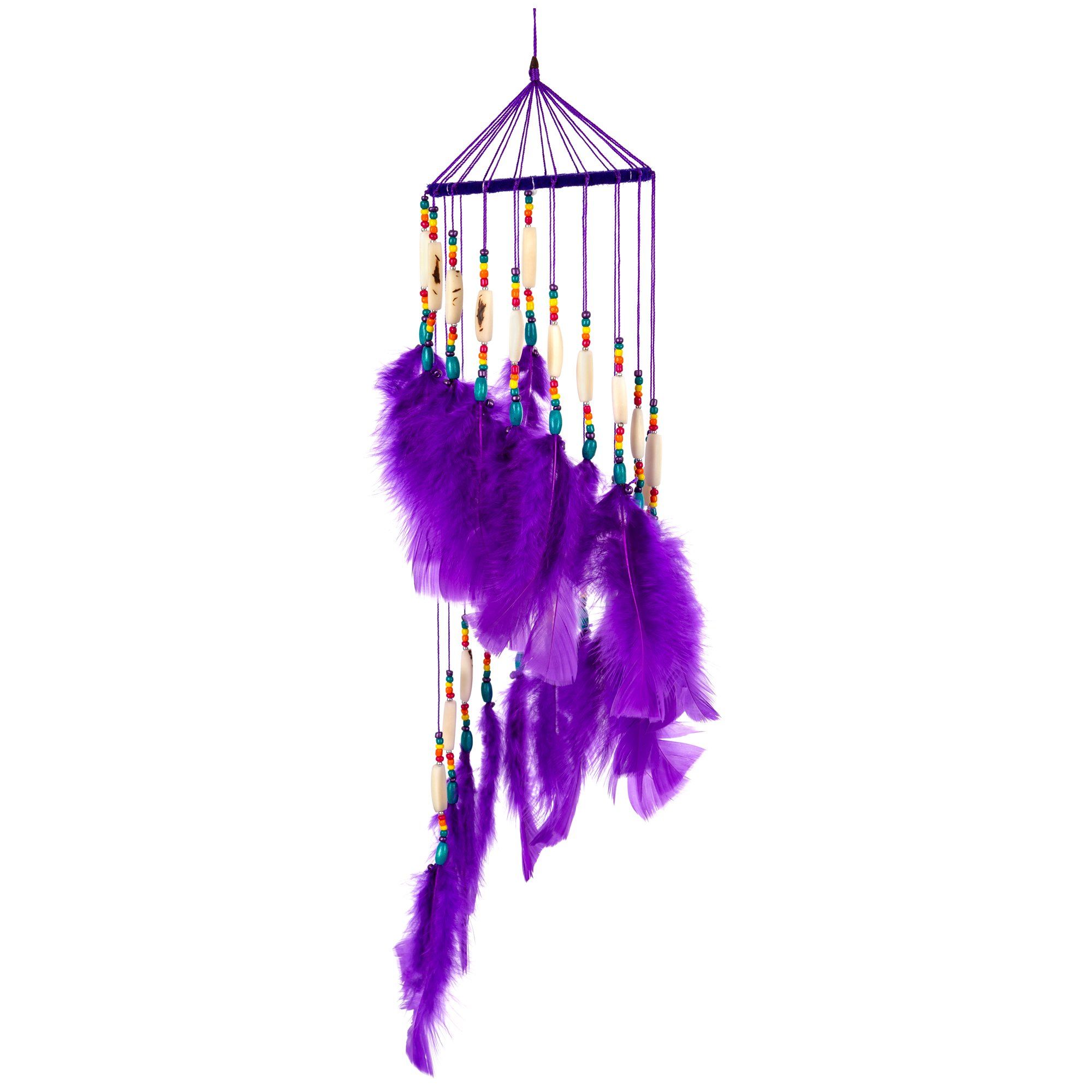 Handmade Threaded Dreamcatcher Wind Chime - Purple - M