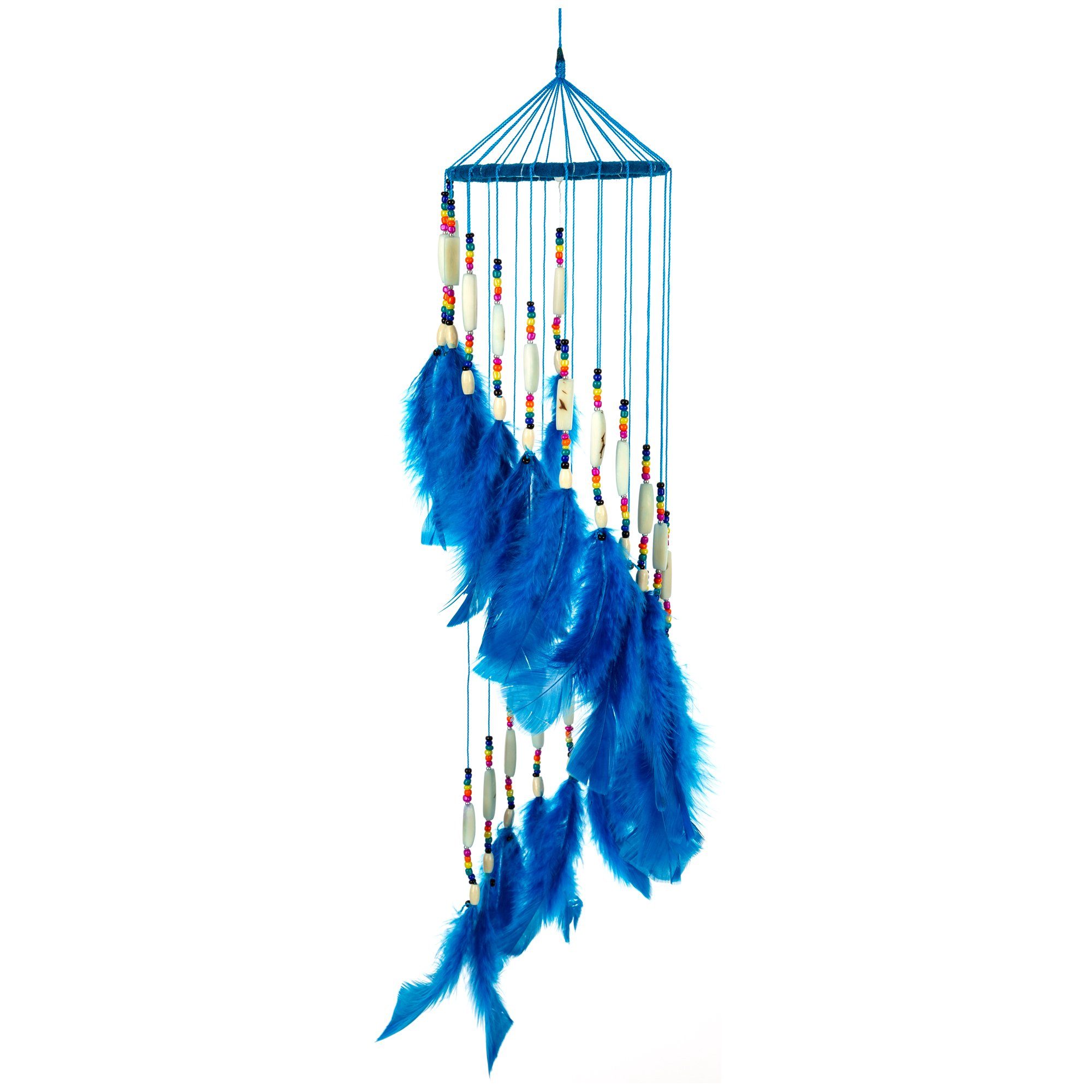 Handmade Threaded Dreamcatcher Wind Chime - Blue - S
