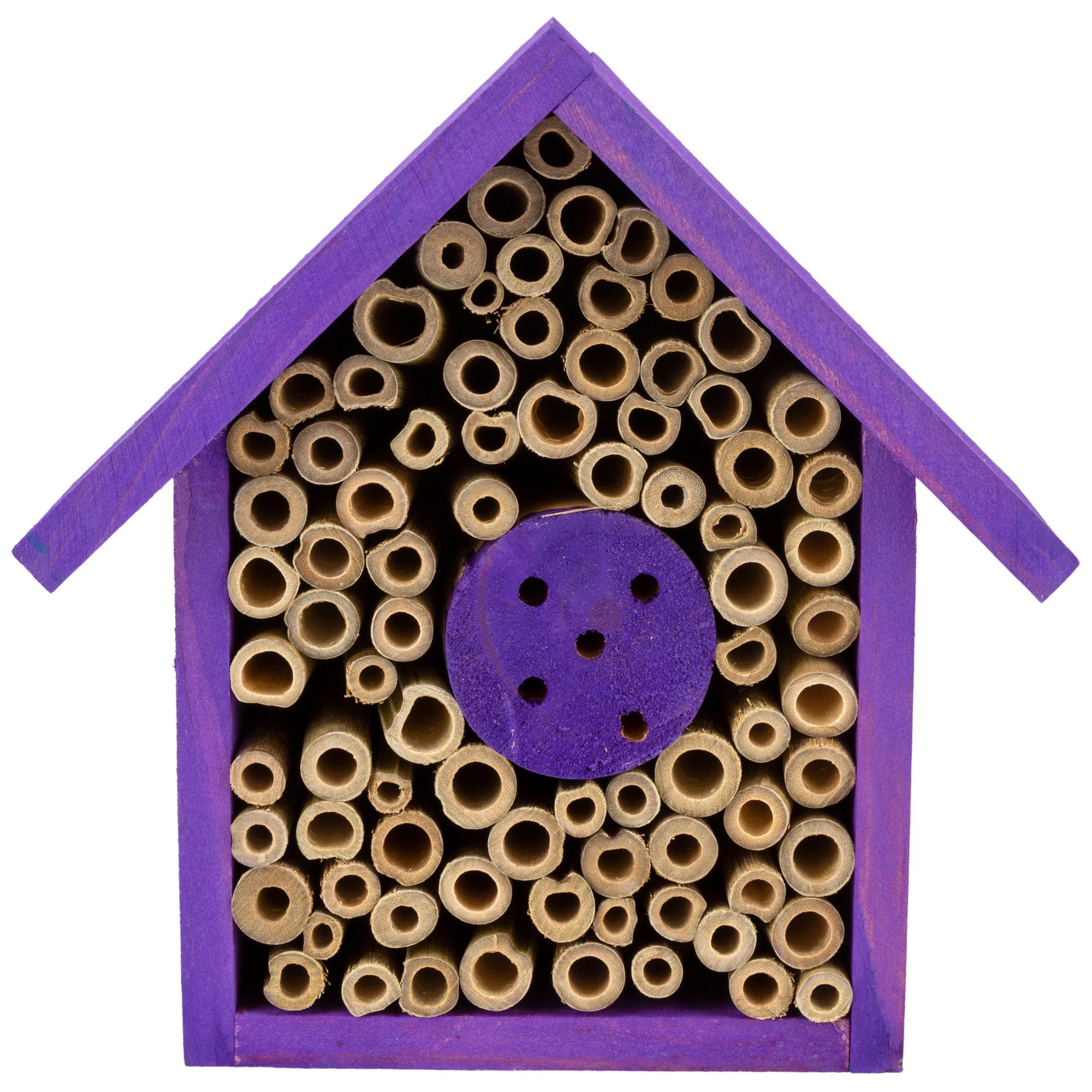 Wooden Bee House , 8 Inch - Purple