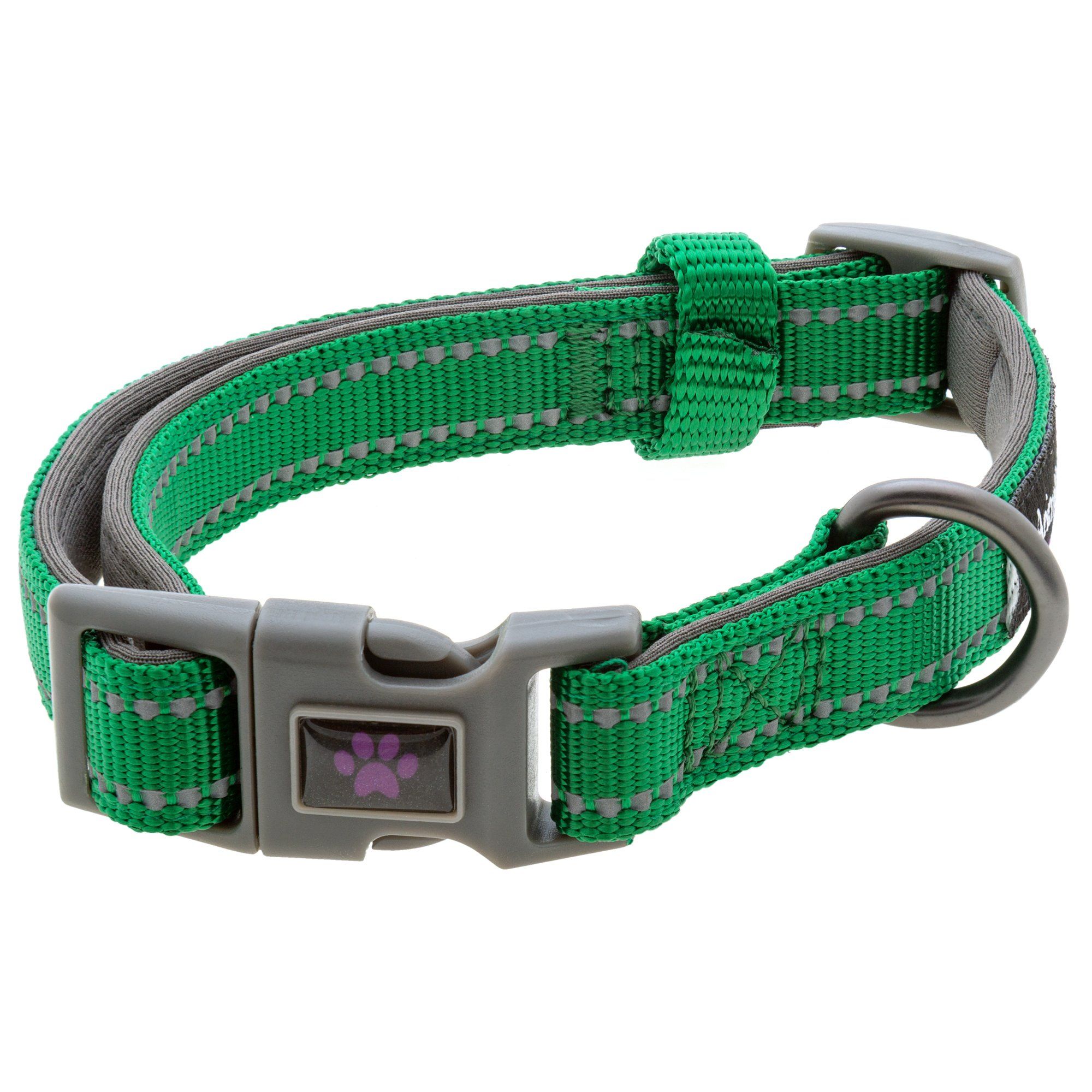 Signature Comfort Reflective Dog Collar - Green - XS