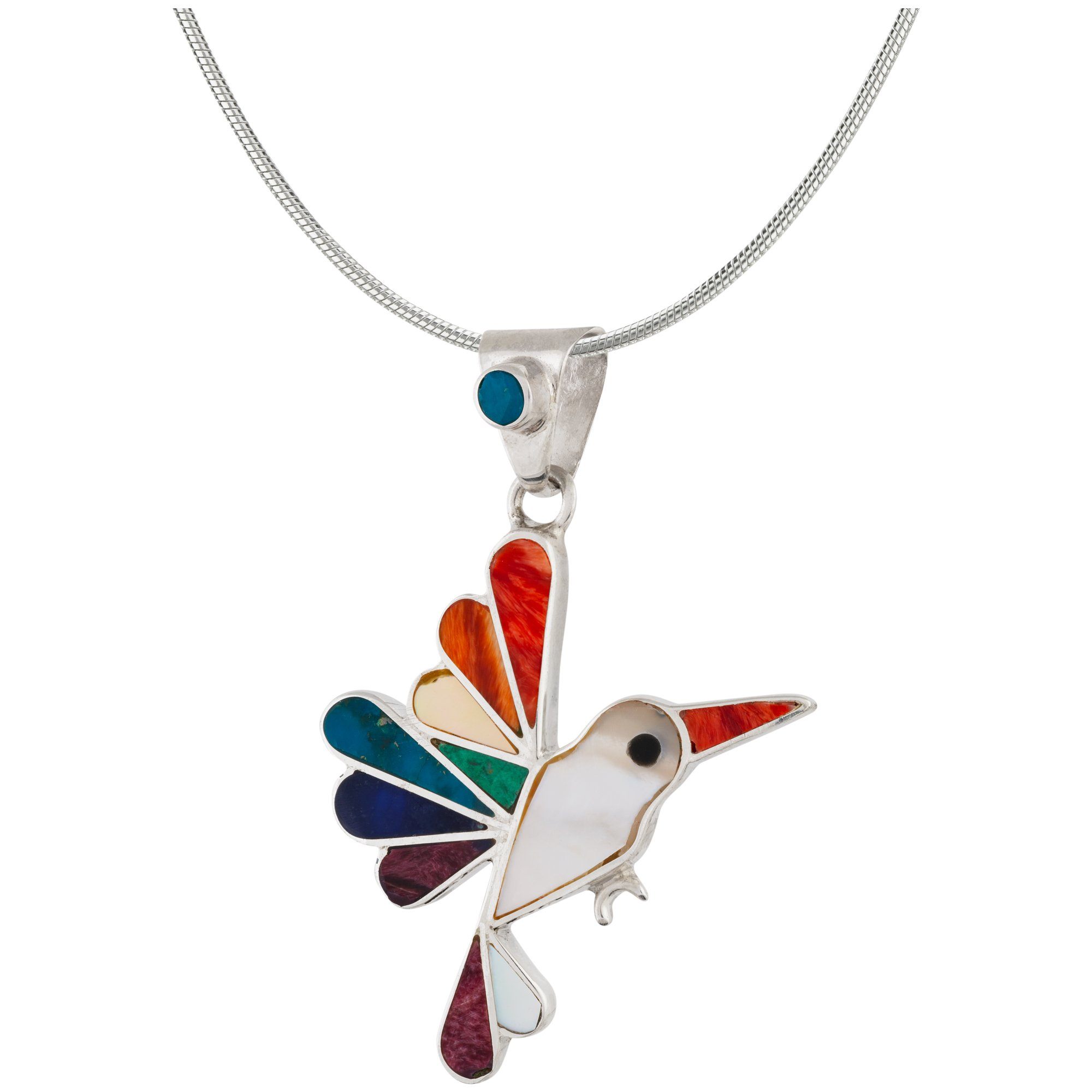 Earth's Splendor Gemstone & Sterling Necklace - Hummingbird - With Sterling Cable Chain