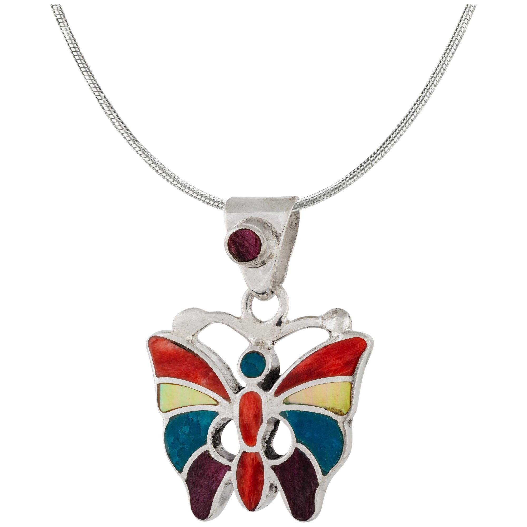 Earth's Splendor Gemstone & Sterling Necklace - Butterfly - With Diamond Cut Chain