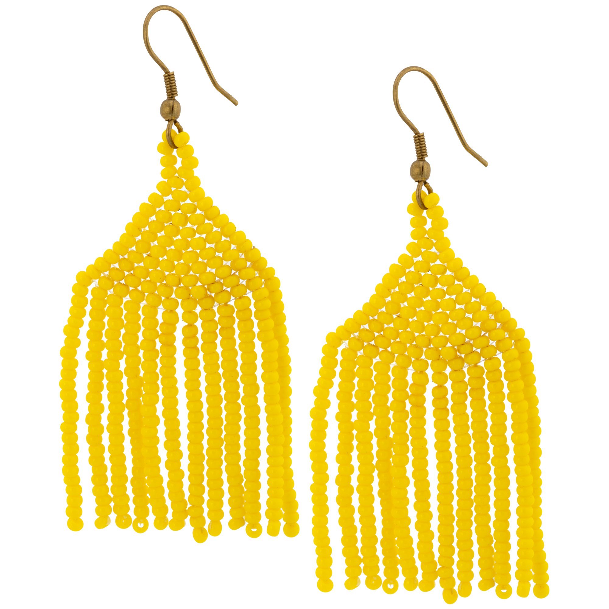 Brilliant Fringe Beaded Earrings - Yellow