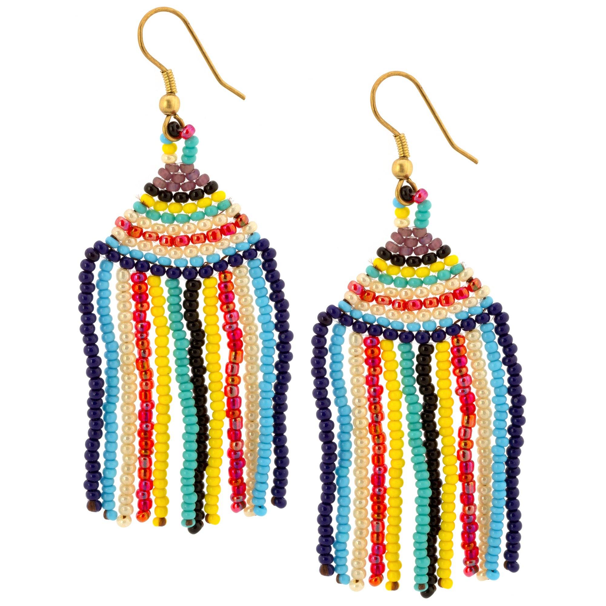 Brilliant Fringe Beaded Earrings - Multicolor