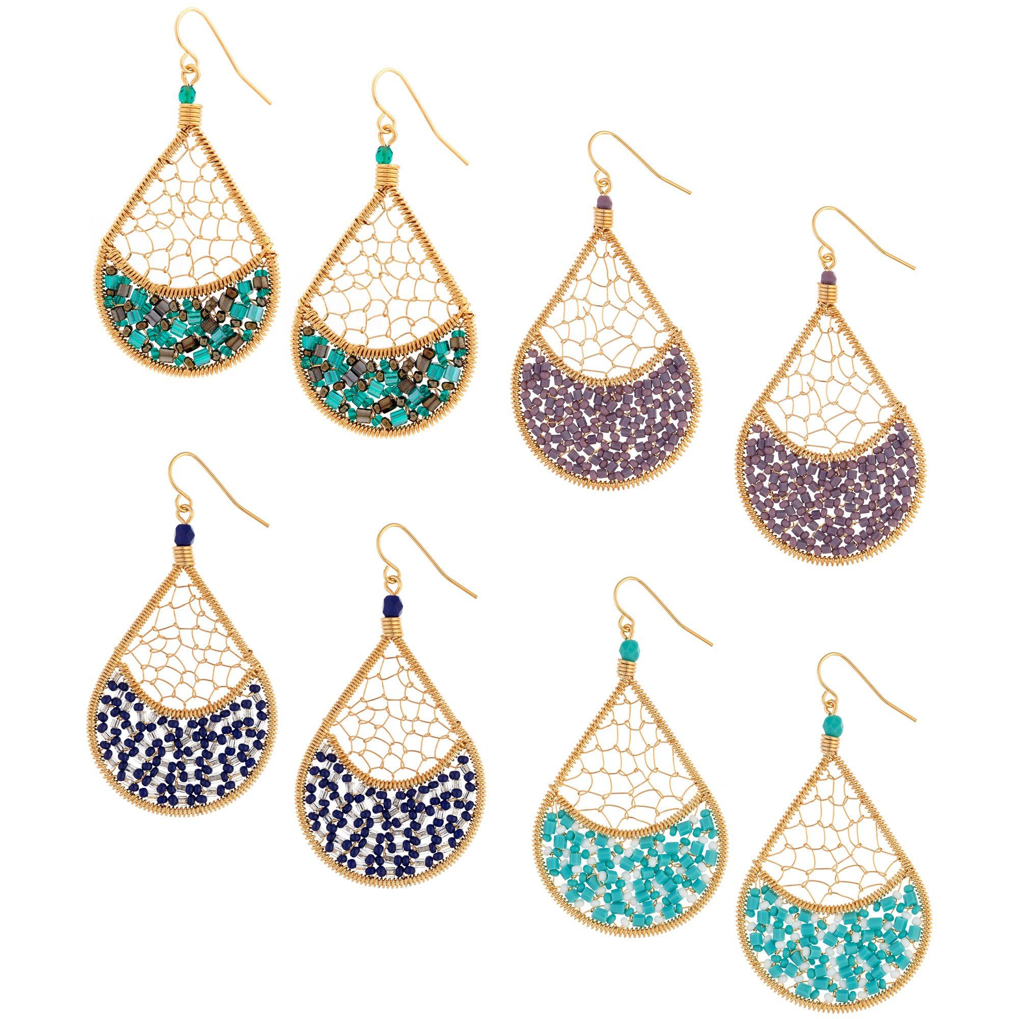 Threads & Beads Gold-Plated Earrings - Turquoise