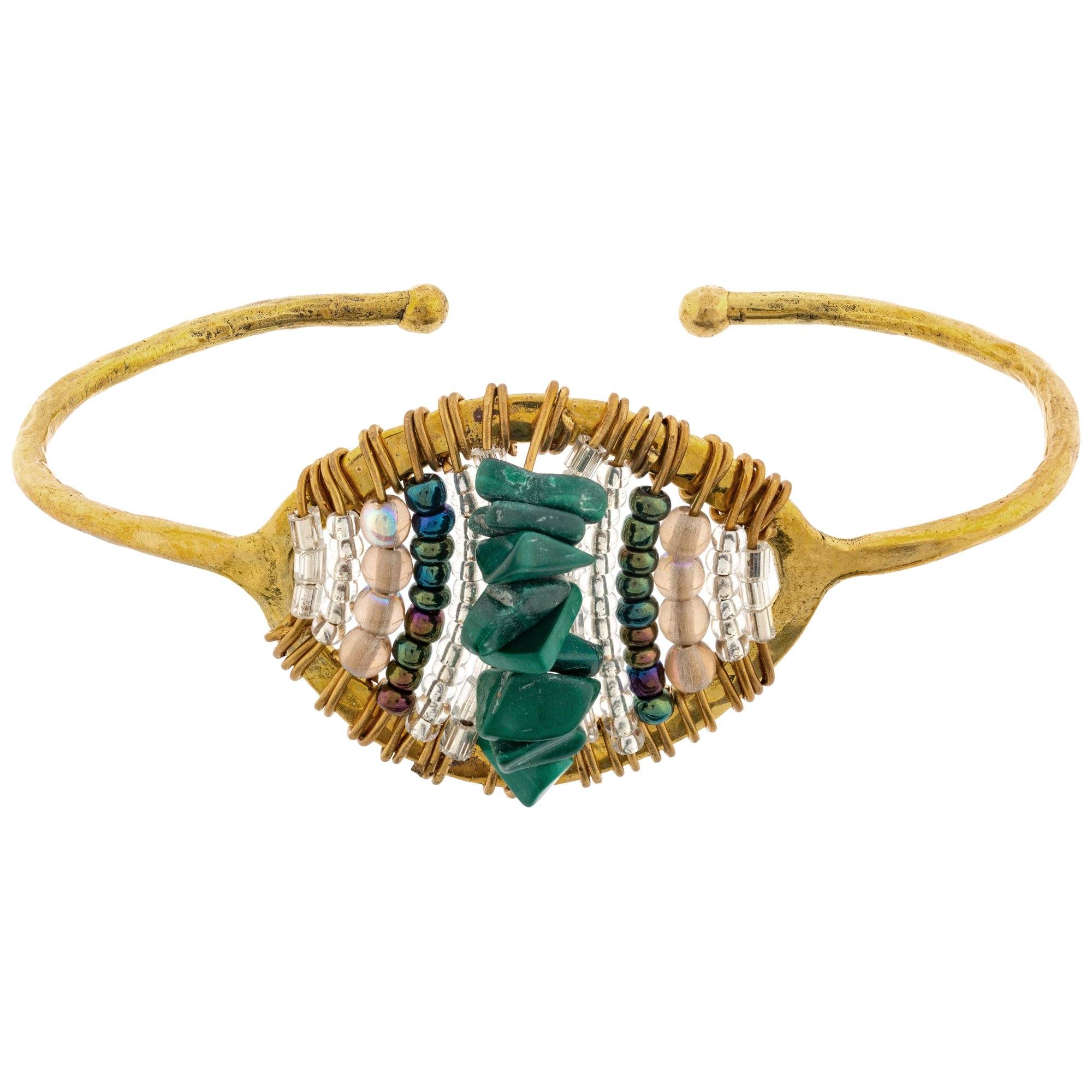 Maji Stone Cuff Bracelet - Malachite