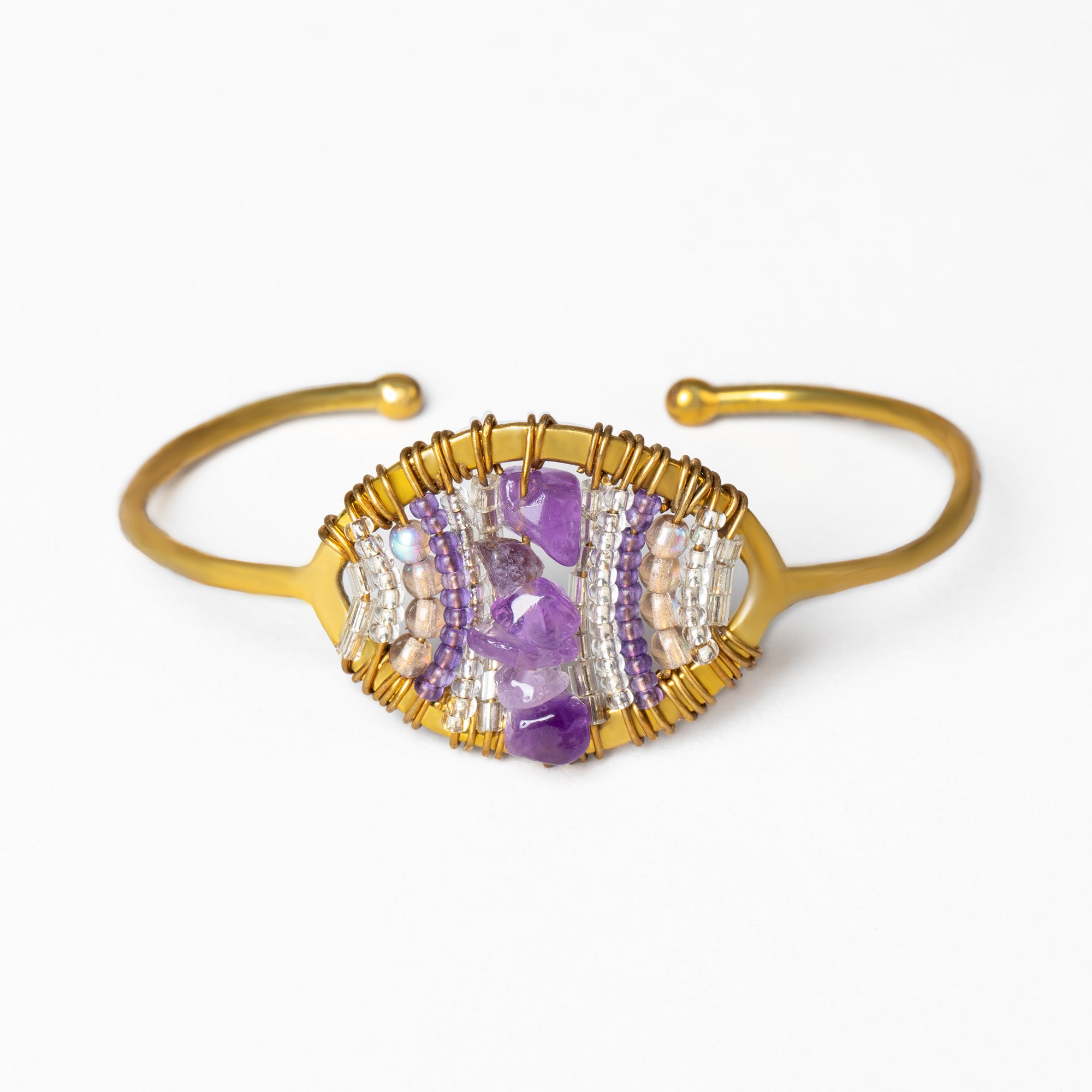 Maji Stone Cuff Bracelet - Amethyst