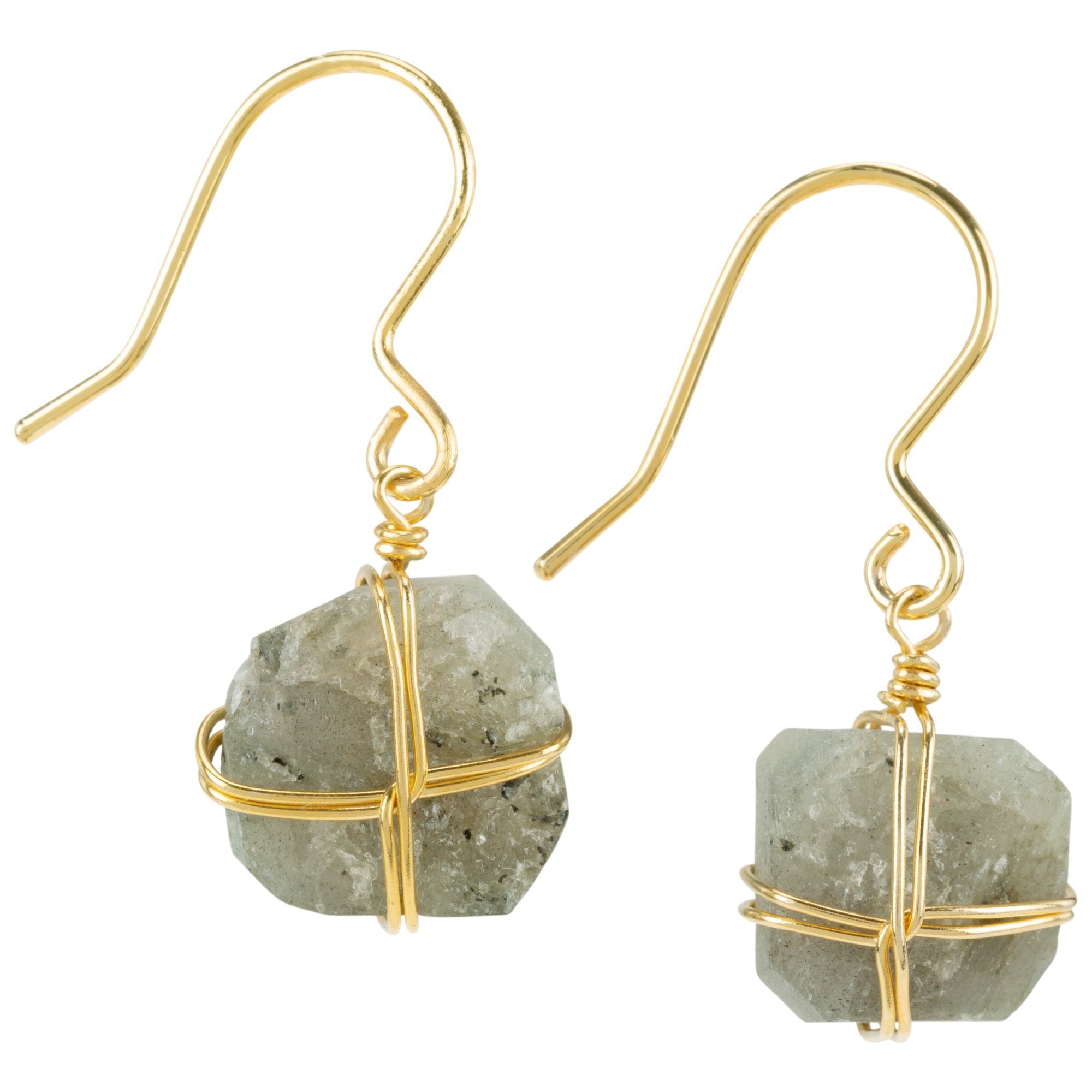 Wrapped Stone Gold-Plated Earrings - Labradorite
