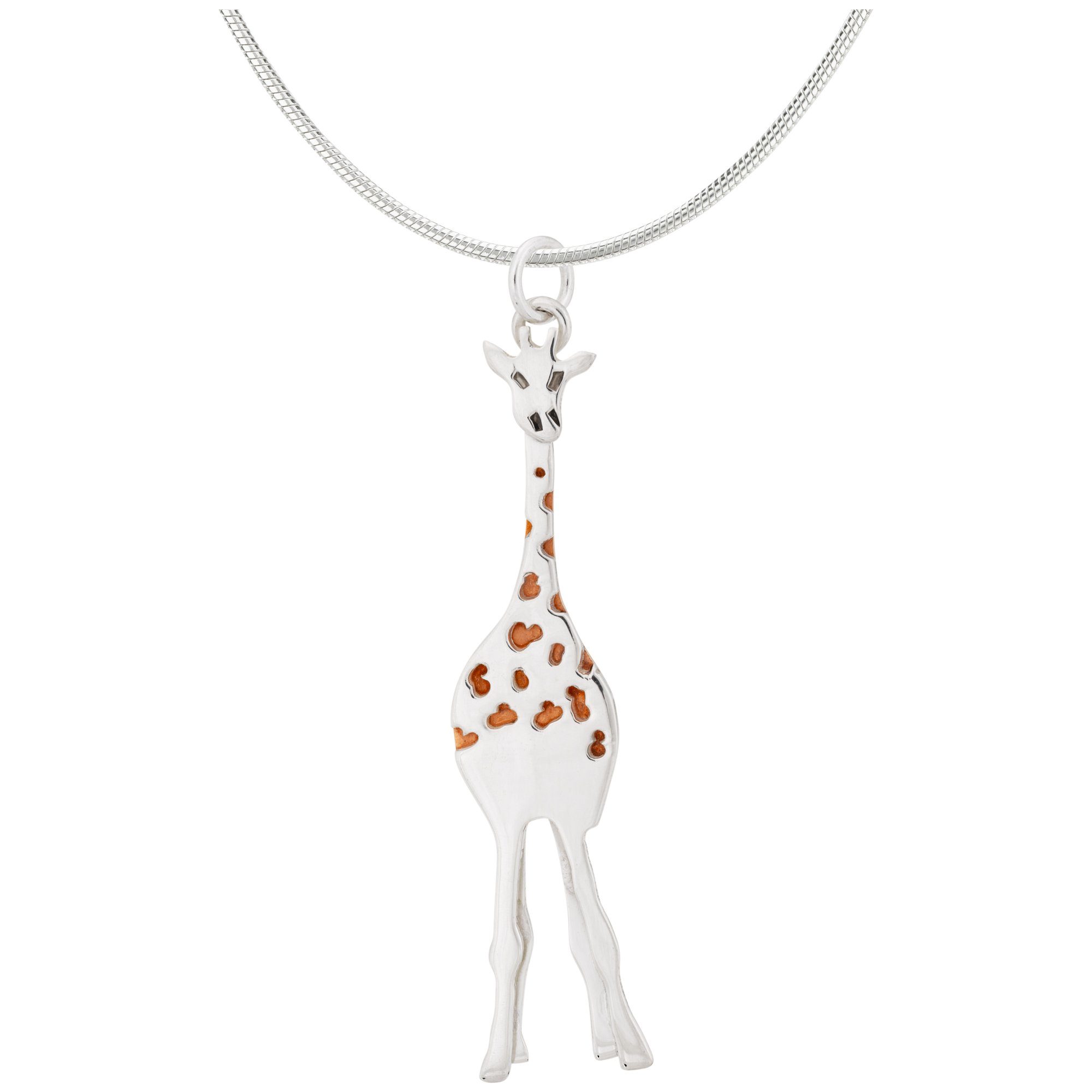 Gentle Giraffe Mixed Metal Necklace - With Snake Chain