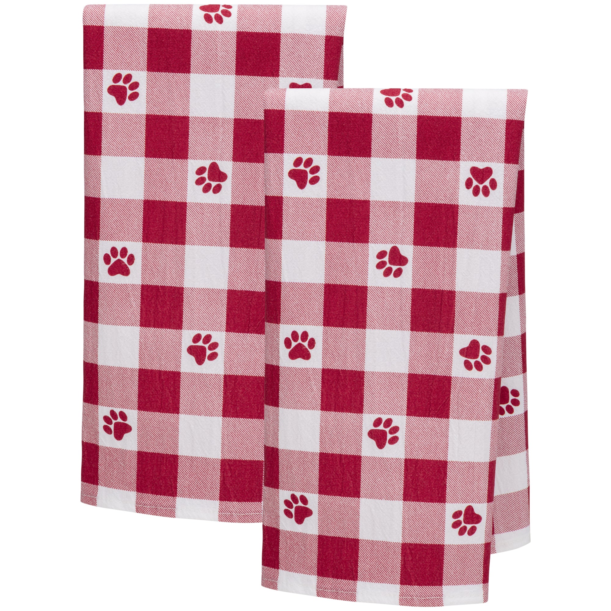 Gingham Plaid Apron, Towels - Red - Kitchen Towel - Set Of 2
