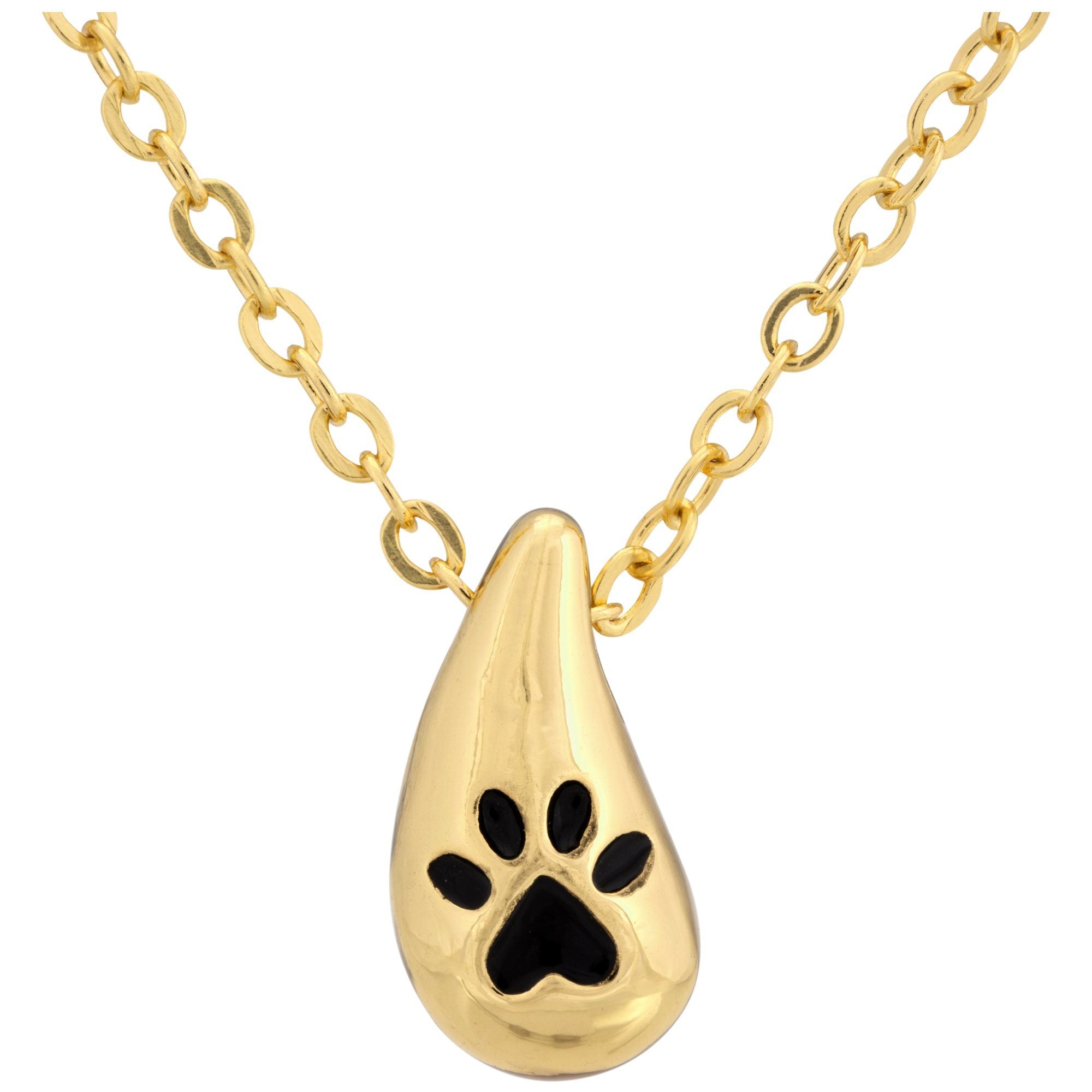 Always With Me Paw Teardrop Necklace - Gold-tone
