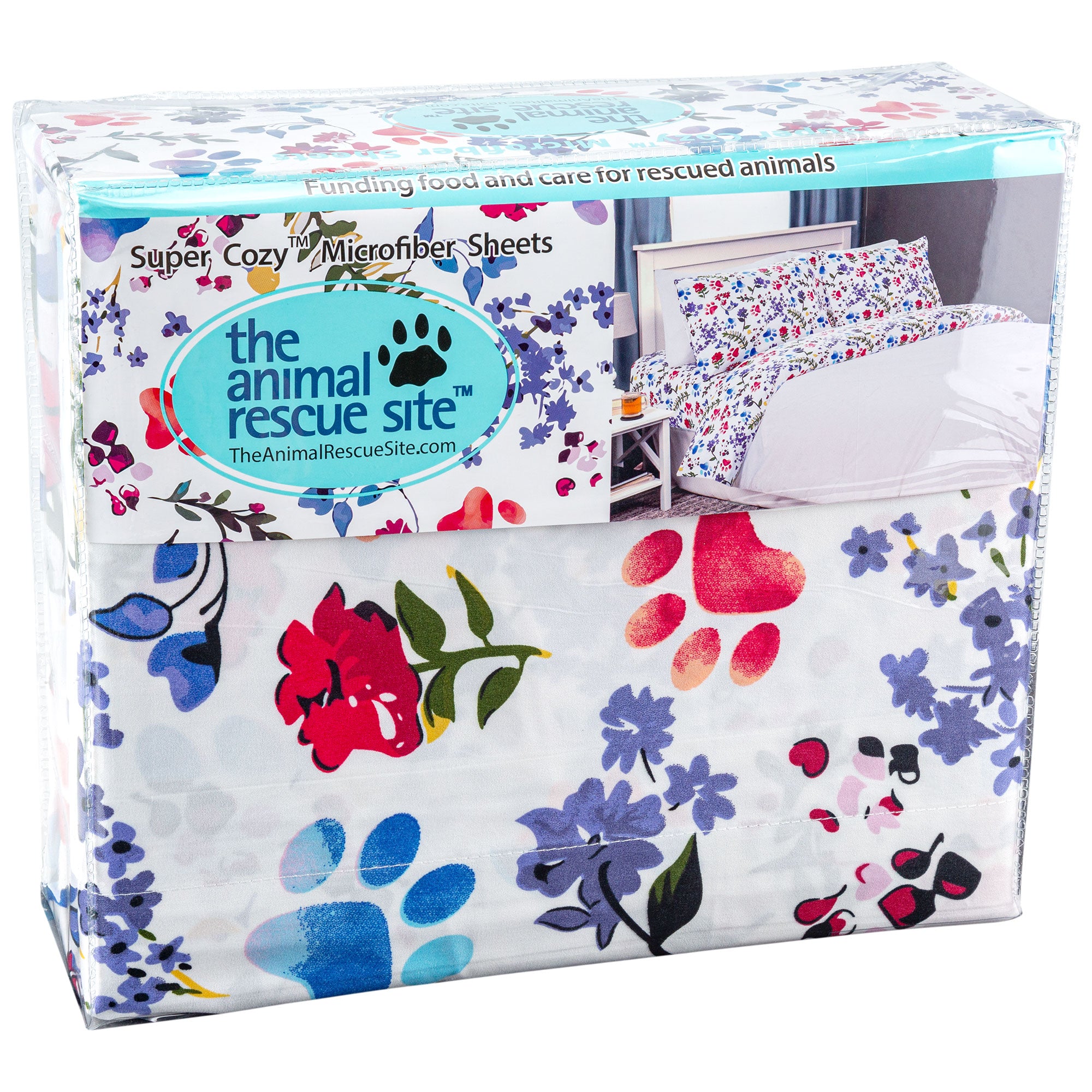 Super Cozy™ Flower Garden Paws Sheet Set - White - King
