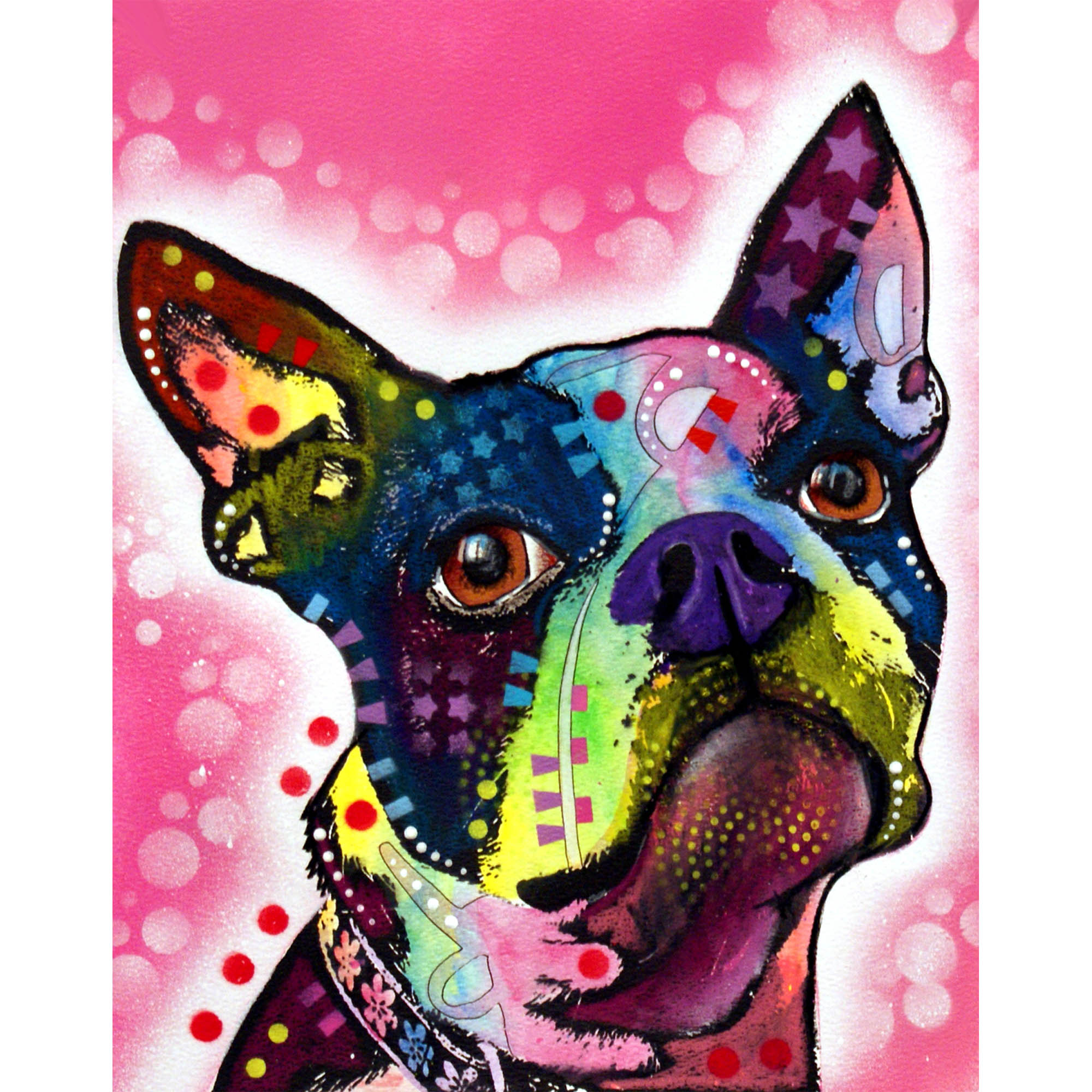 Dean Russo Watermark Dog Print - Boston Terrier