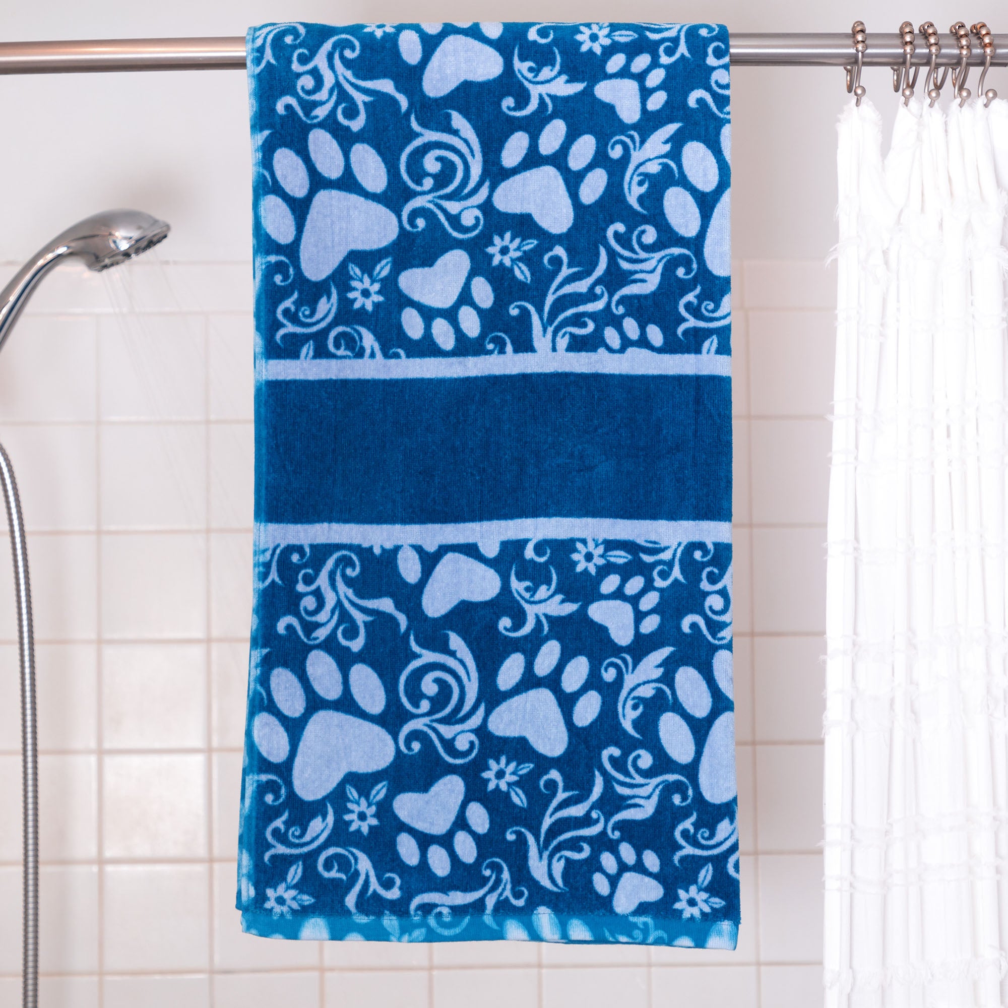 Beautiful Blues Paw Print Bath Towel - Face Towel Only