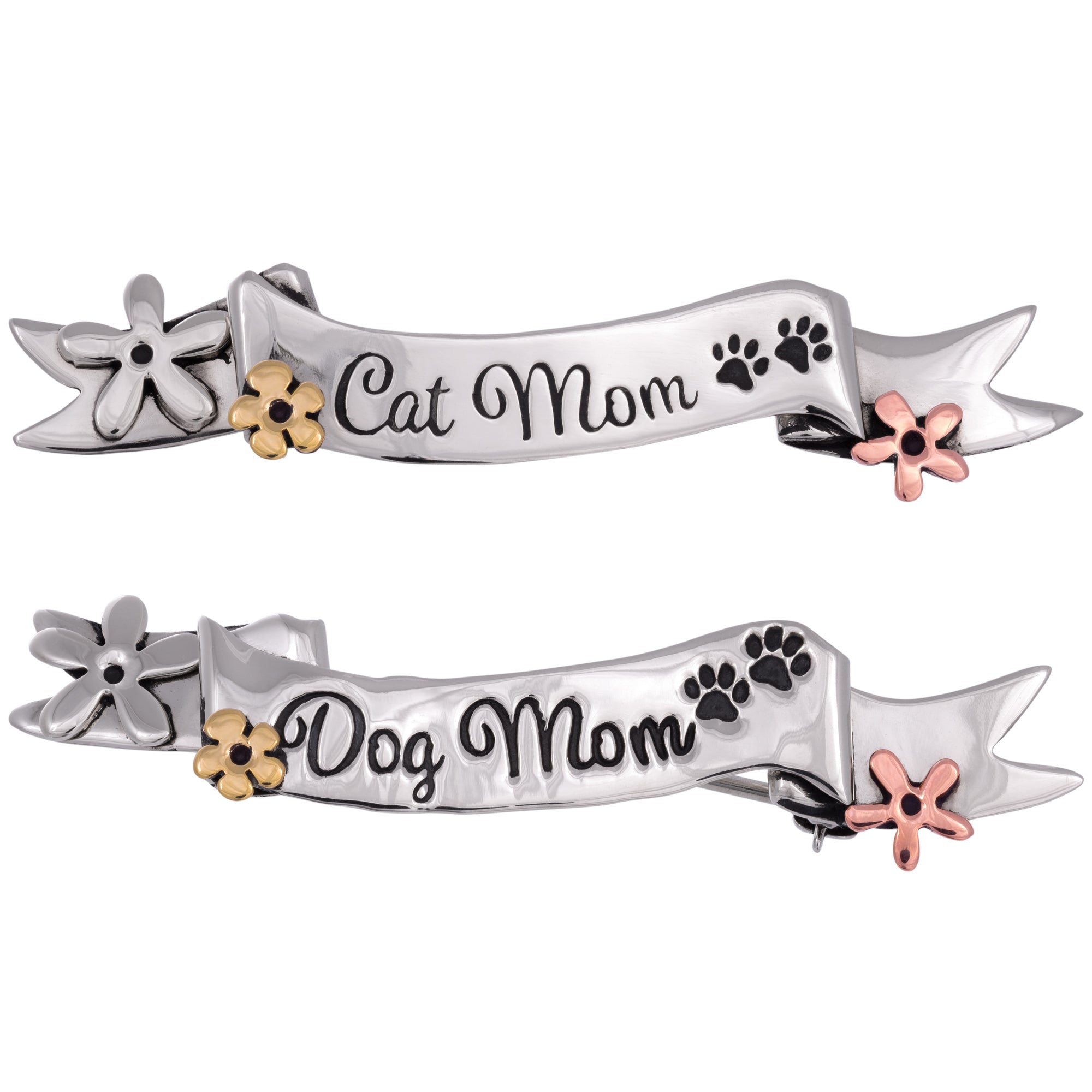 Pet Mom Mixed Metal Banner Pin - Dog