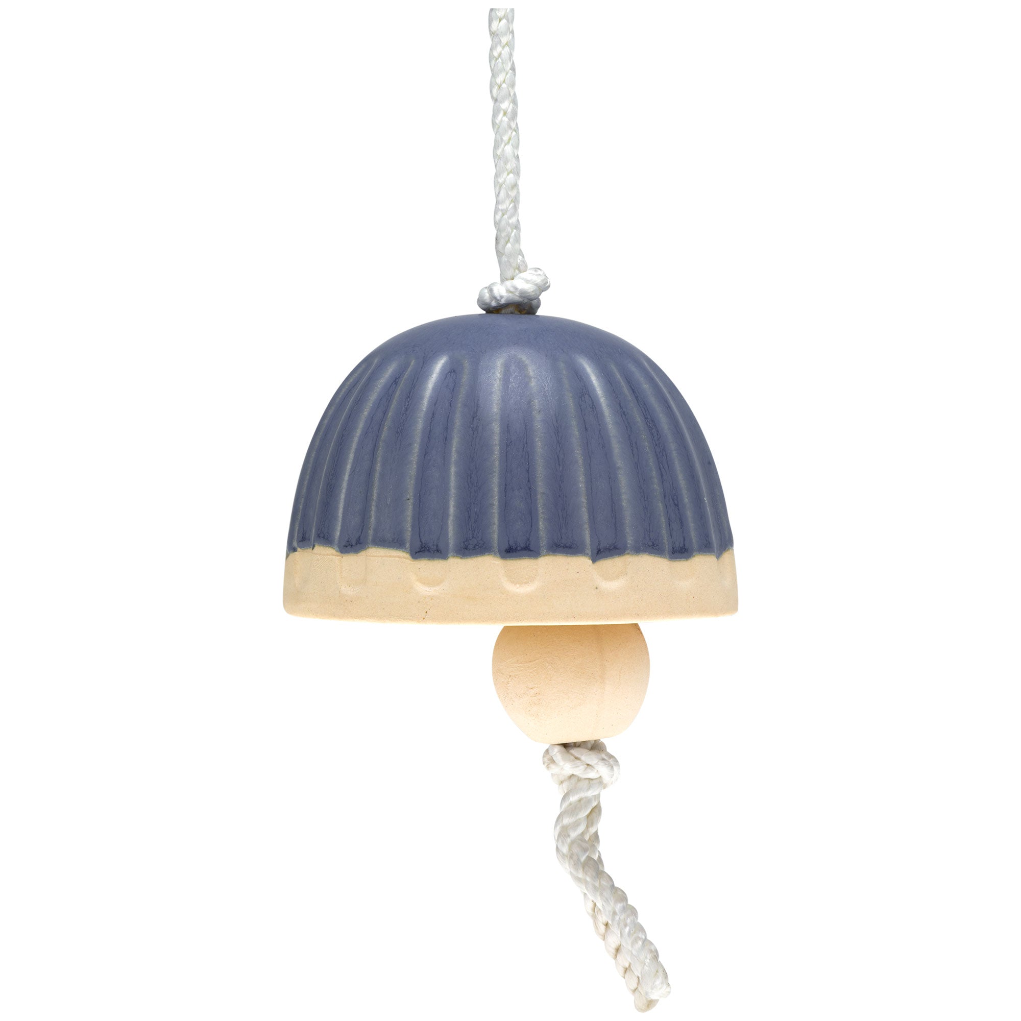 Mushroom Ceramic Bell Wind Chime - Cobalt Blue